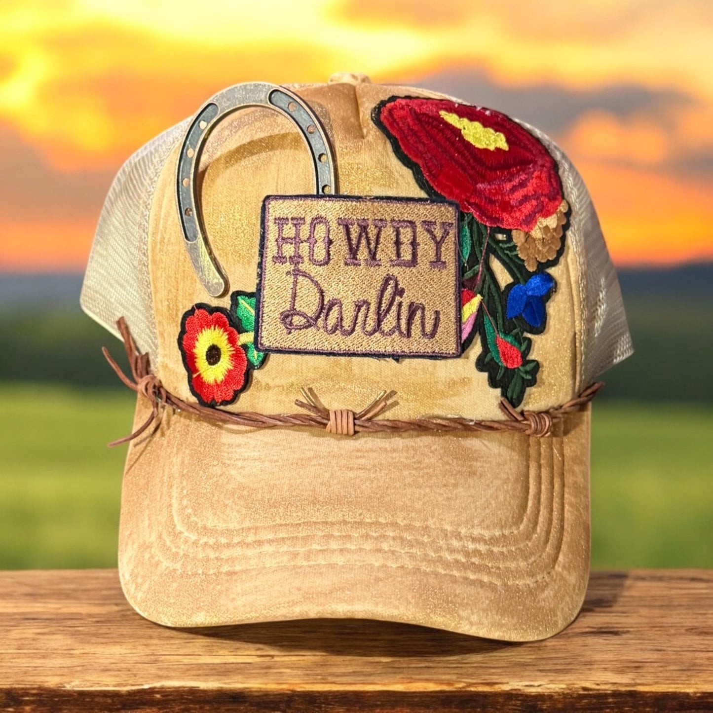 Howdy Darlin Trucker Hat - Turquoise and Tinsel-Home of Mad Gringa Hat Bar