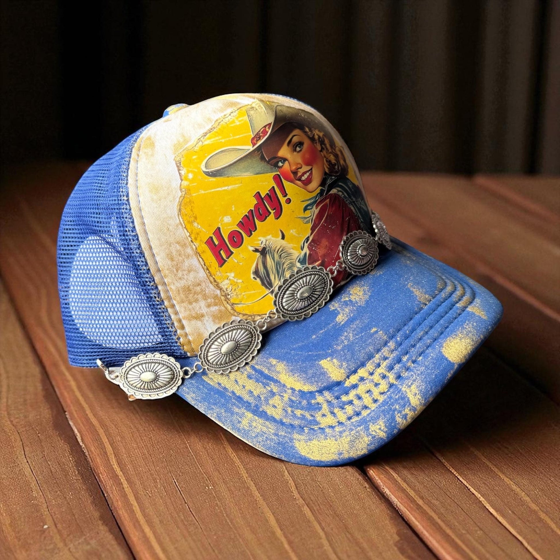 Howdy! Trucker Hat - Turquoise and Tinsel-Home of Mad Gringa Hat Bar