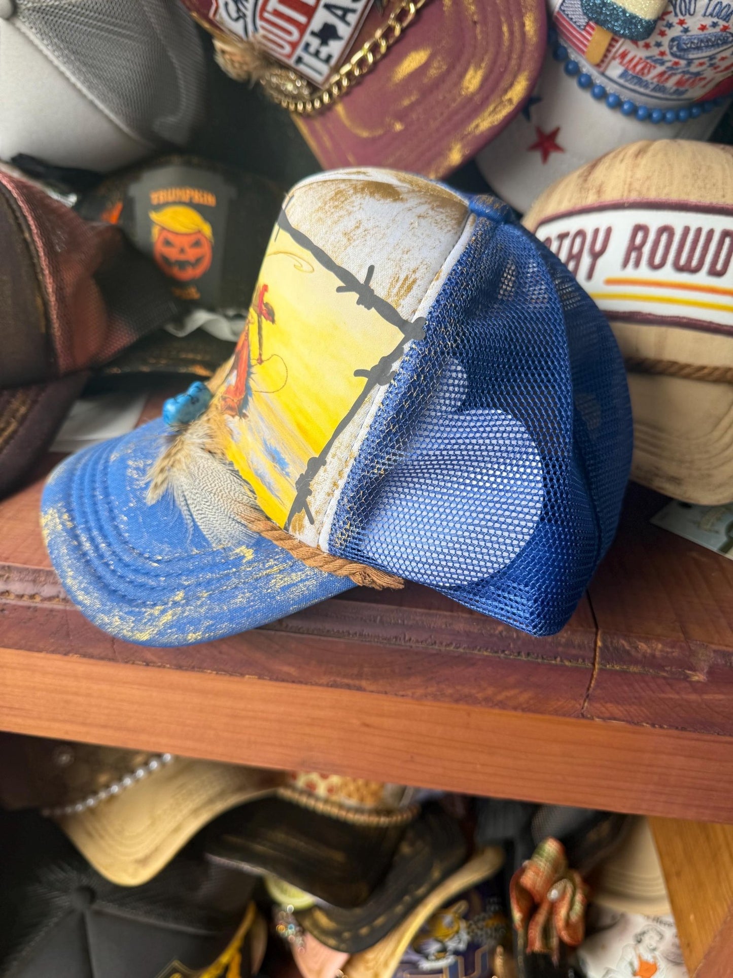 It’s Gettin Western Trucker Hat - Turquoise and Tinsel-Home of Mad Gringa Hat Bar