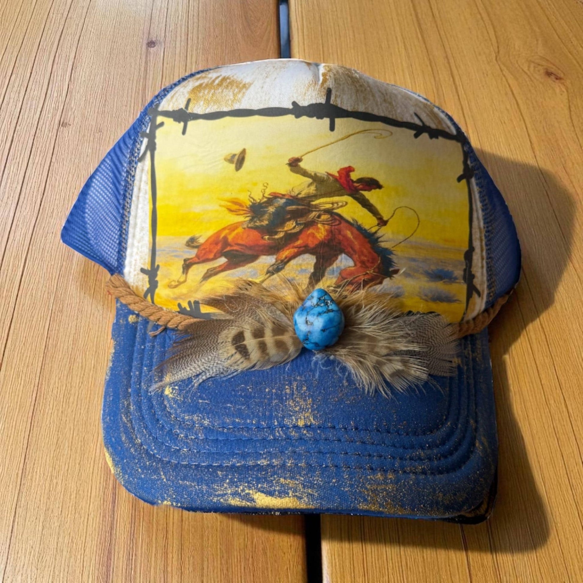 It’s Gettin Western Trucker Hat - Turquoise and Tinsel-Home of Mad Gringa Hat Bar