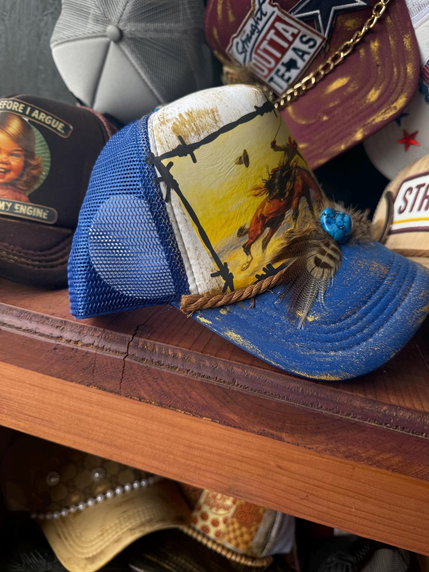 It’s Gettin Western Trucker Hat - Turquoise and Tinsel-Home of Mad Gringa Hat Bar