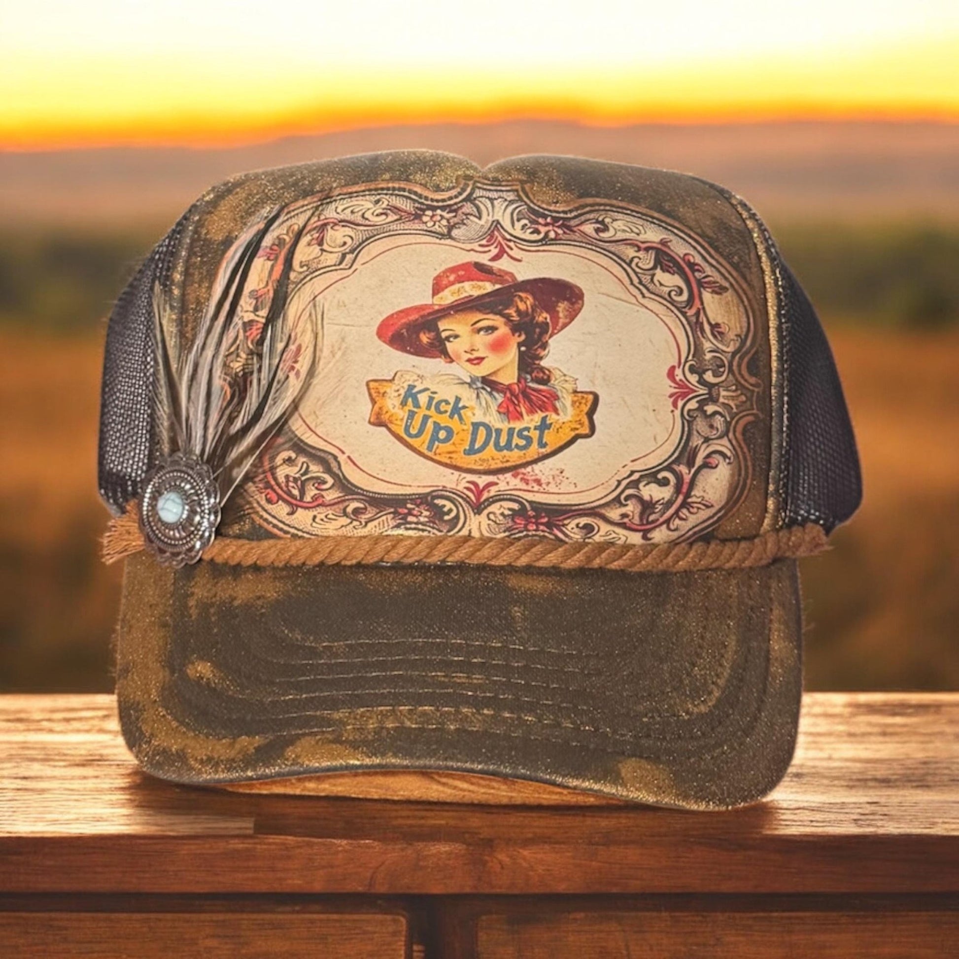 Kick Up Dust Trucker Hat - Turquoise and Tinsel-Home of Mad Gringa Hat Bar