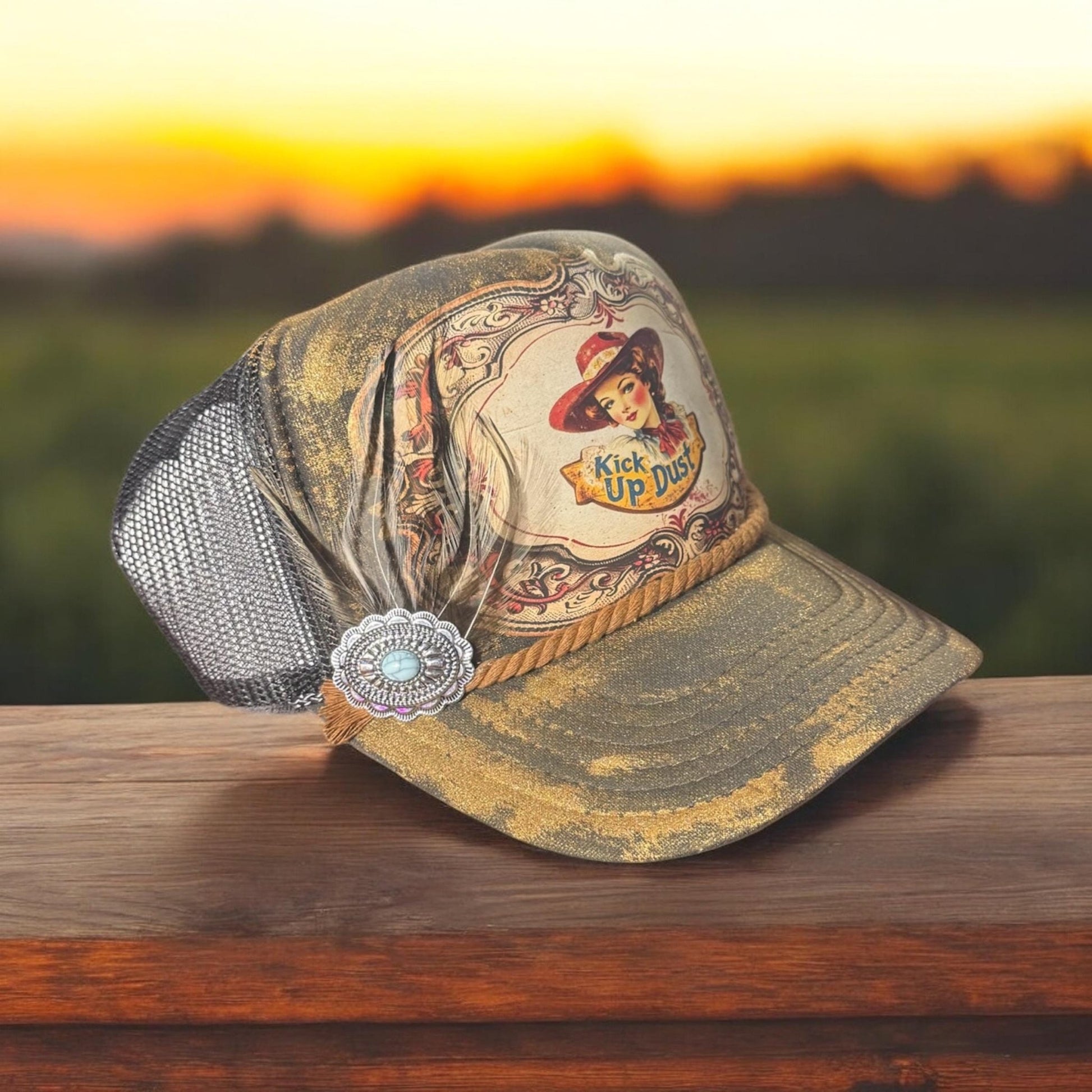 Kick Up Dust Trucker Hat - Turquoise and Tinsel-Home of Mad Gringa Hat Bar