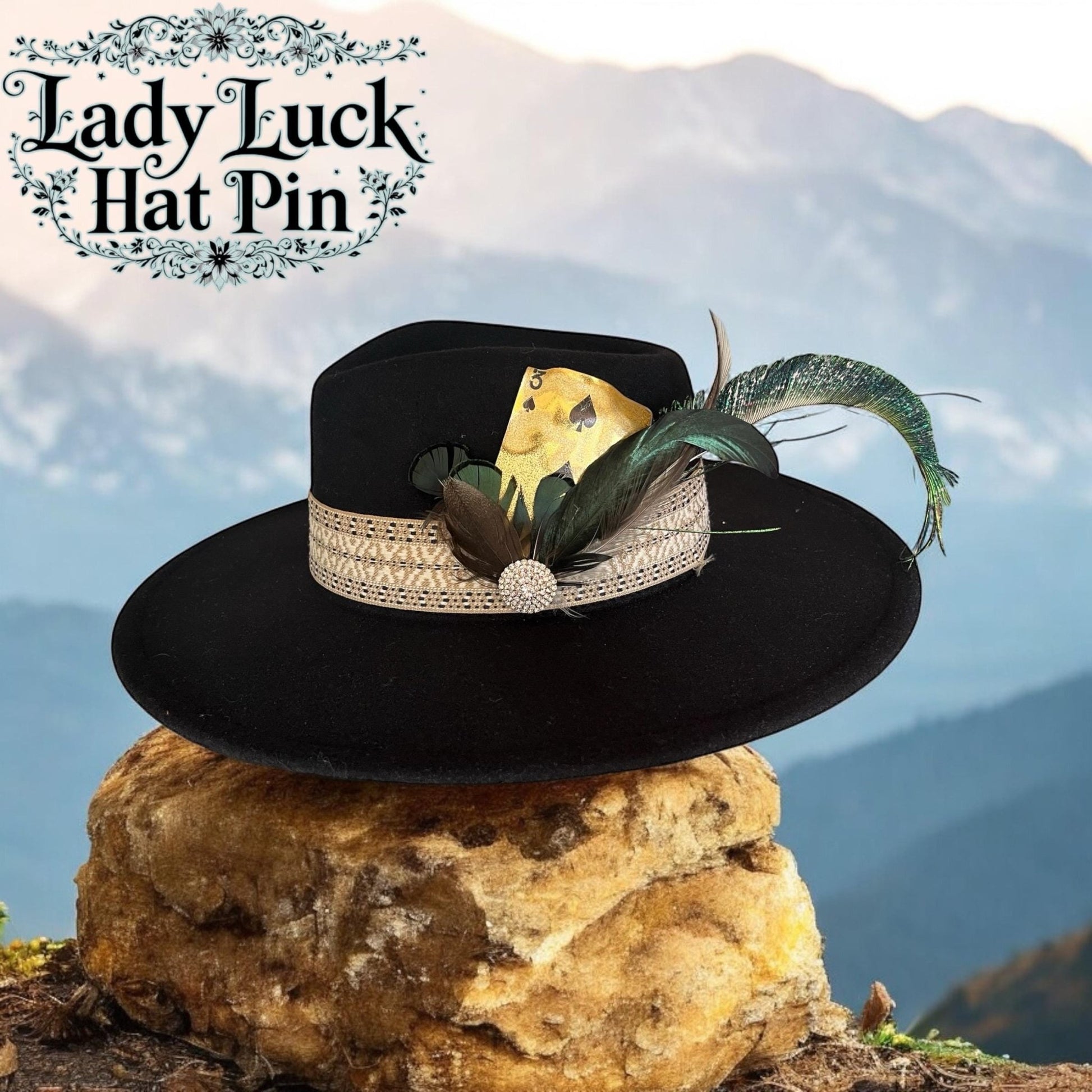 Lady Luck Hat Pin - Turquoise and Tinsel-Home of Mad Gringa Hat Bar