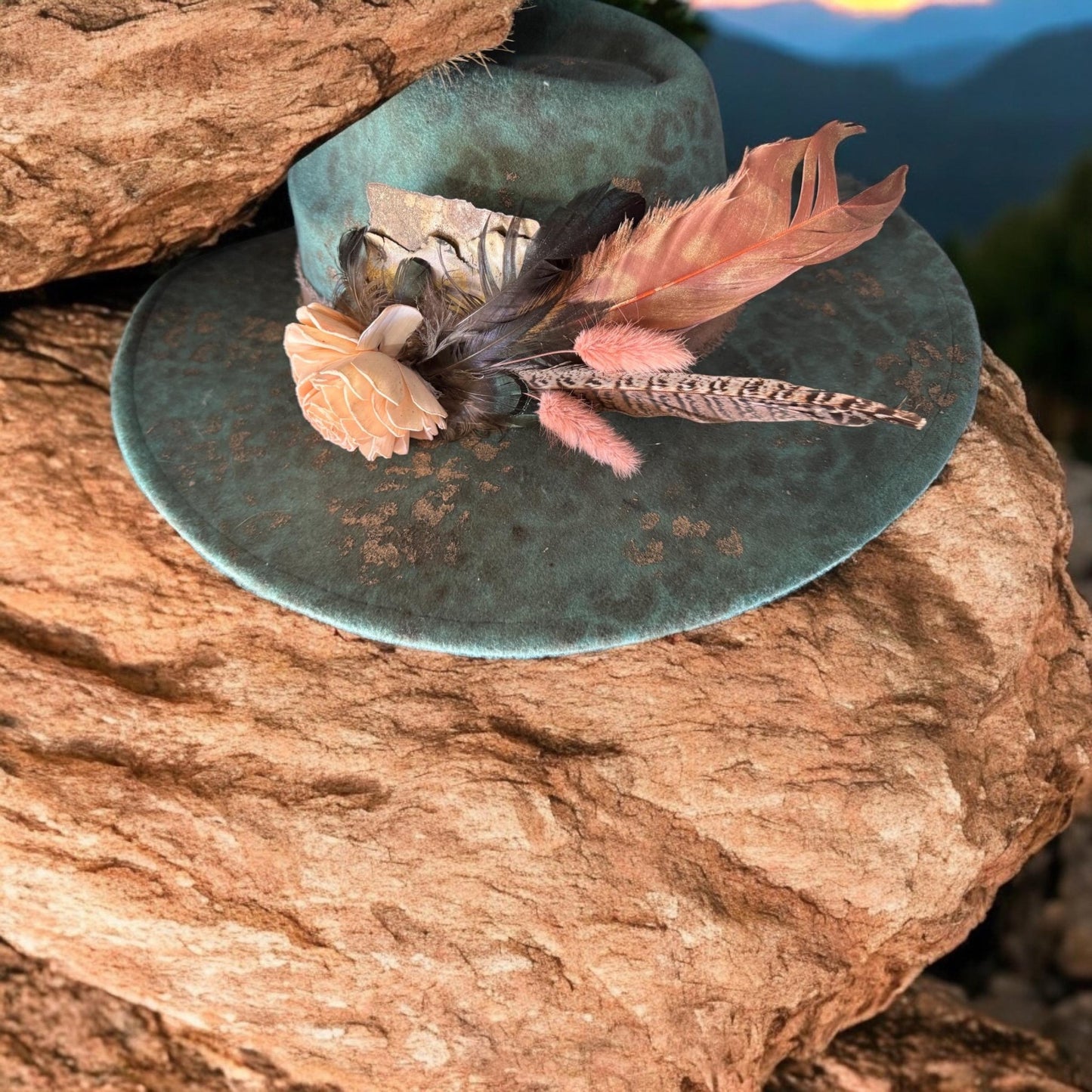 Leave Her Wild Hat Fascinator - Turquoise and Tinsel-Home of Mad Gringa Hat Bar