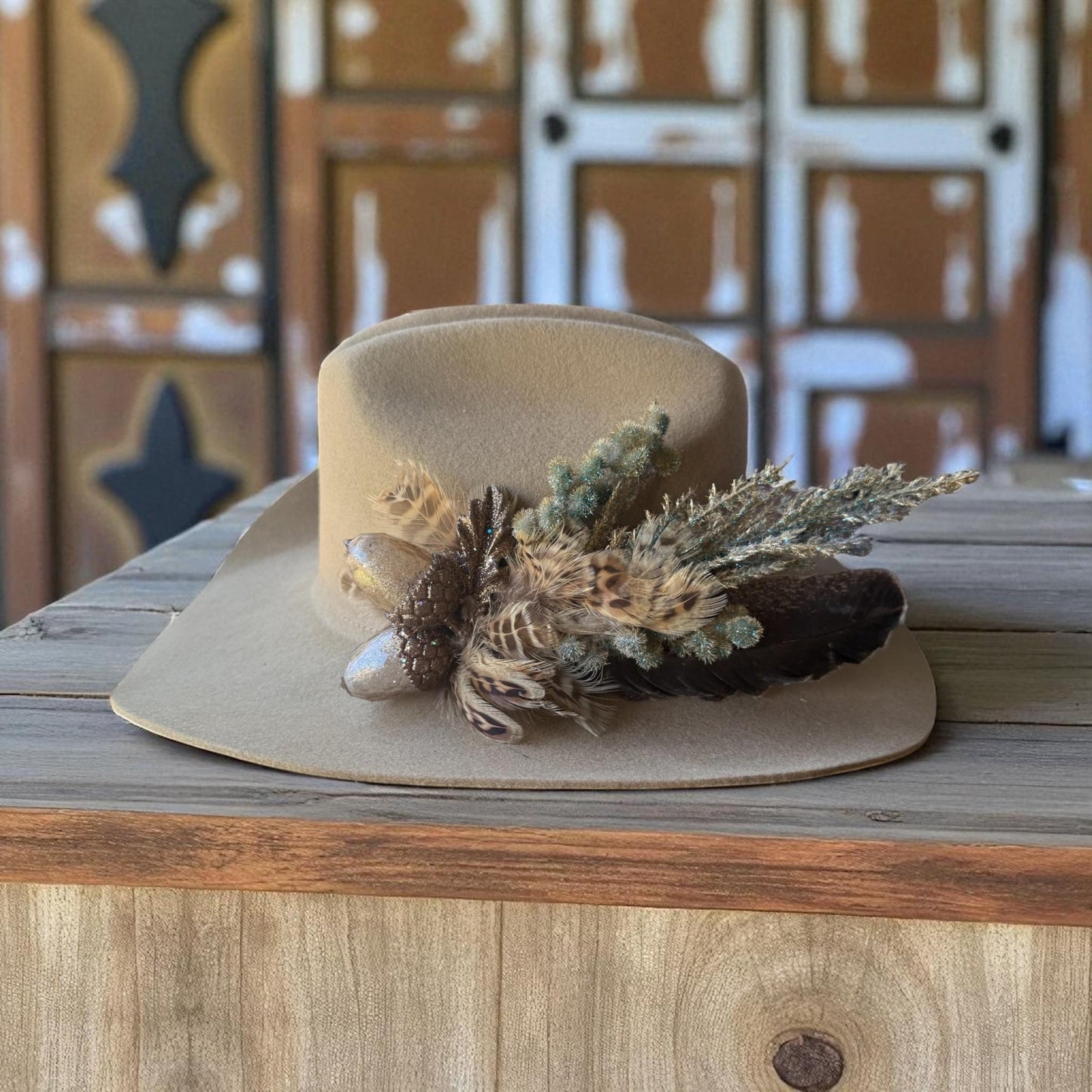 Legends Of The Fall Hat Fascinator - Turquoise and Tinsel-Home of Mad Gringa Hat Bar