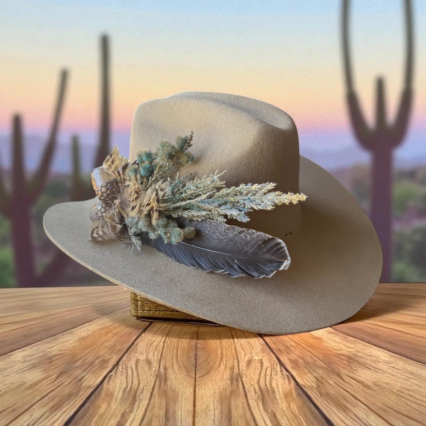 Legends Of The Fall Hat Fascinator - Turquoise and Tinsel-Home of Mad Gringa Hat Bar