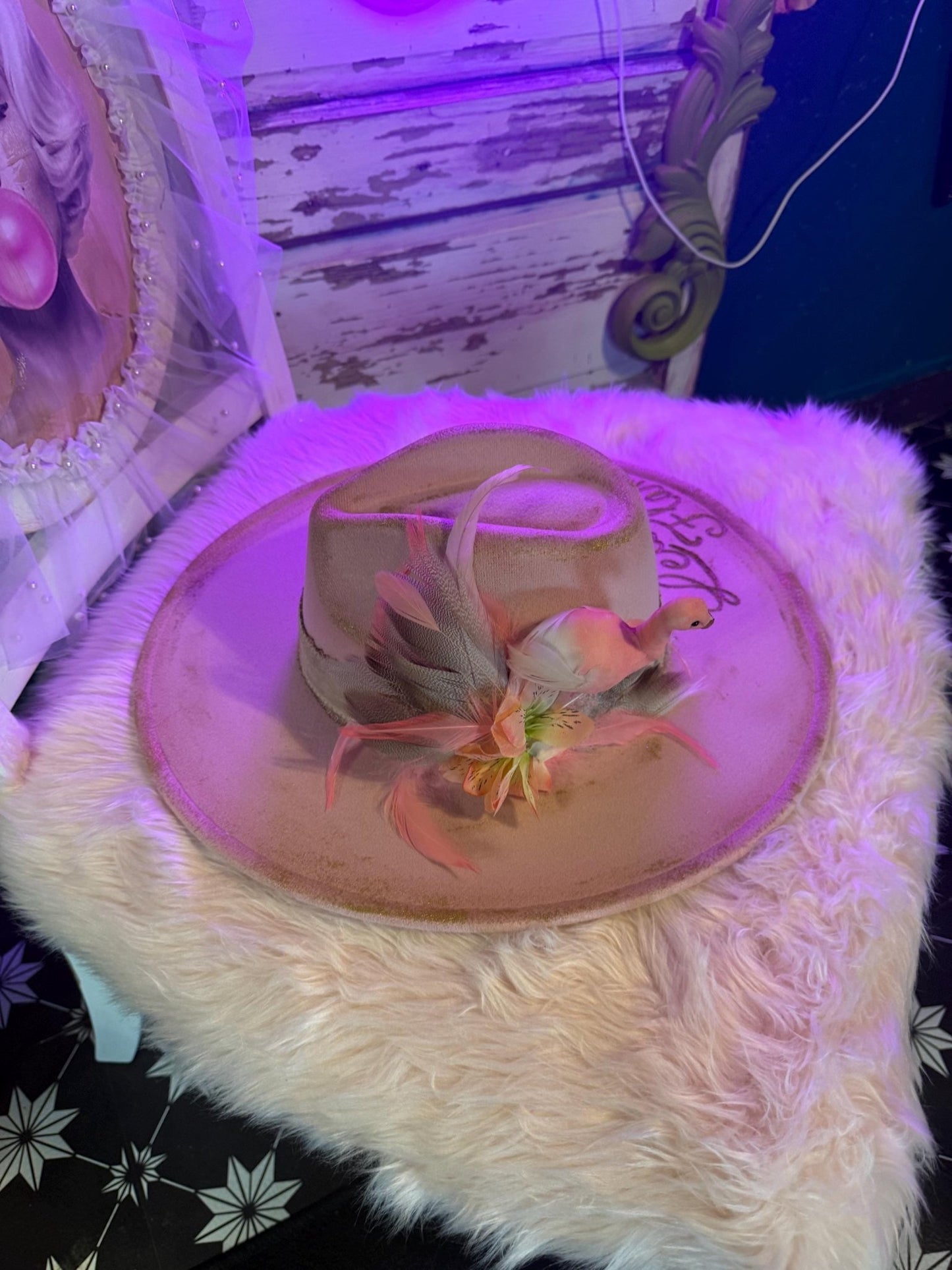 Let’s Flamingle Hat - Turquoise and Tinsel-Home of Mad Gringa Hat Bar