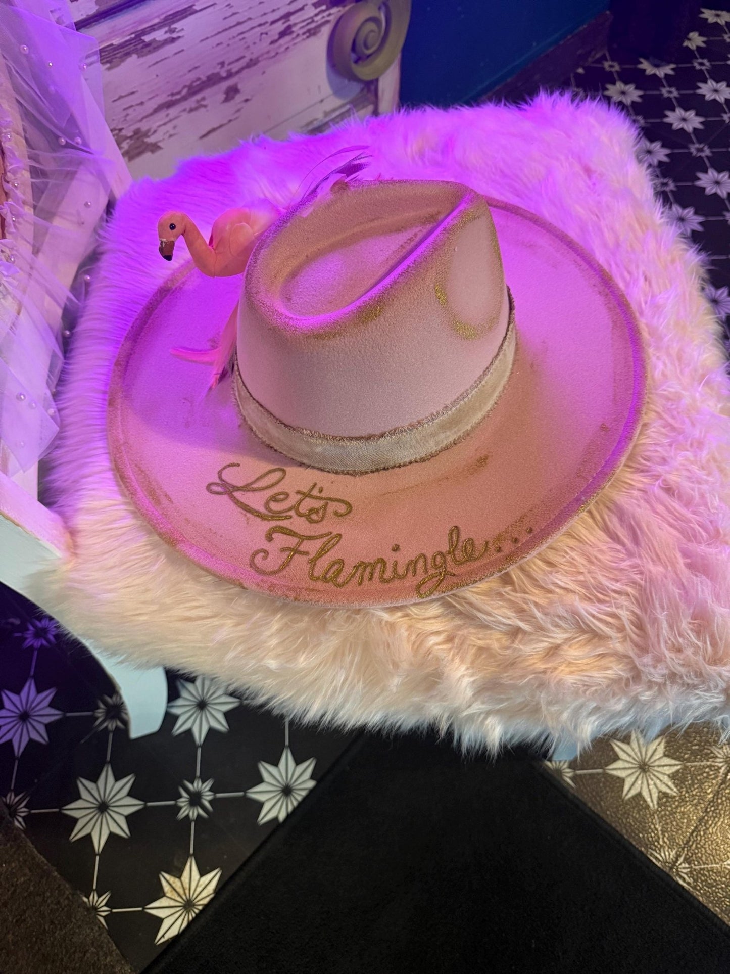 Let’s Flamingle Hat - Turquoise and Tinsel-Home of Mad Gringa Hat Bar