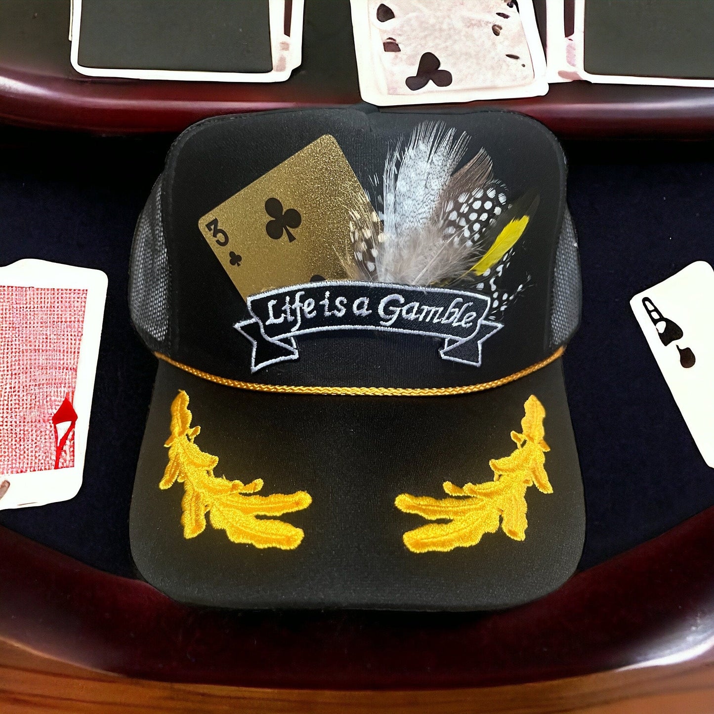 Life is a Gamble - Turquoise and Tinsel-Home of Mad Gringa Hat Bar