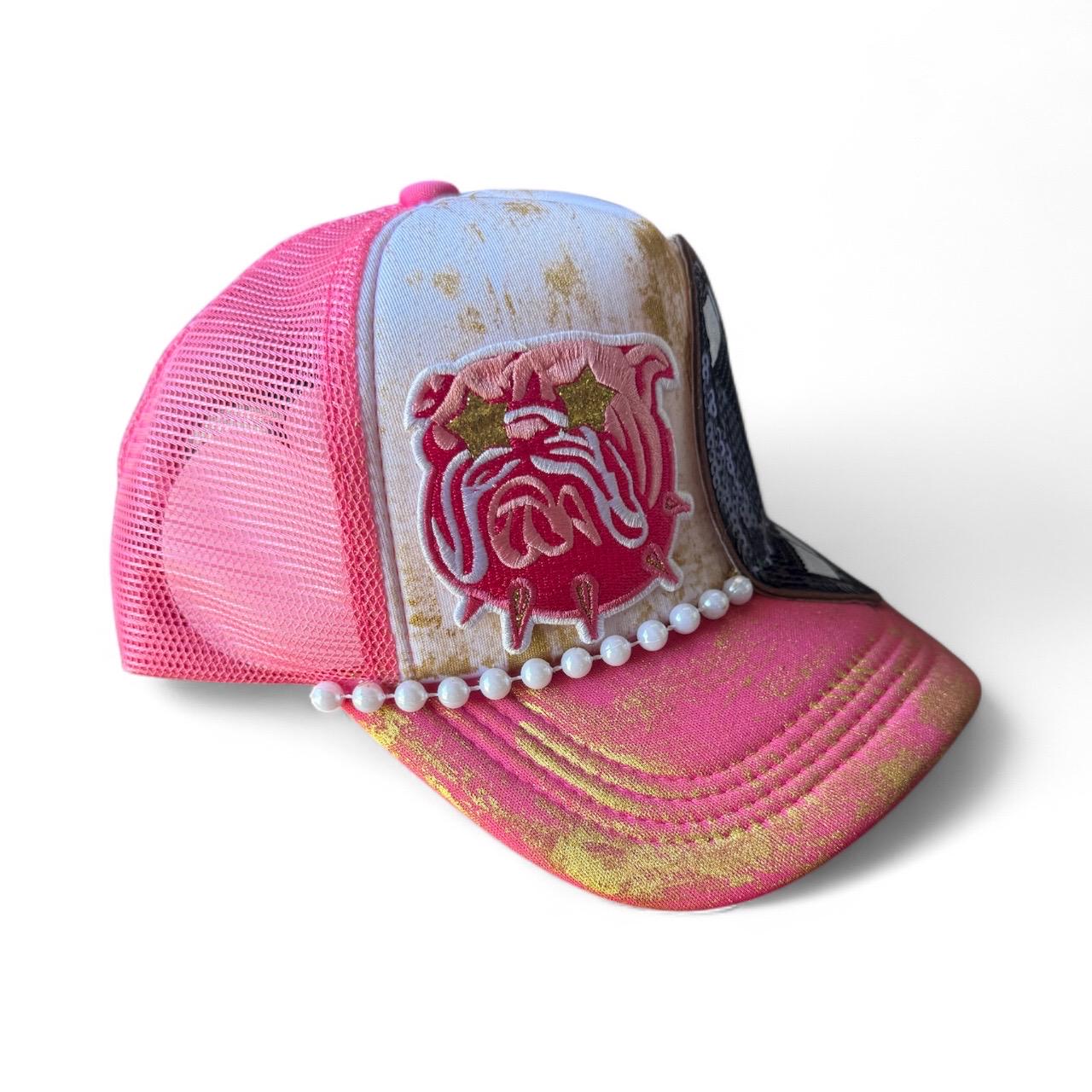 Limited Edition Bulldog Football Trucker Hat - Turquoise and Tinsel-Home of Mad Gringa Hat Bar