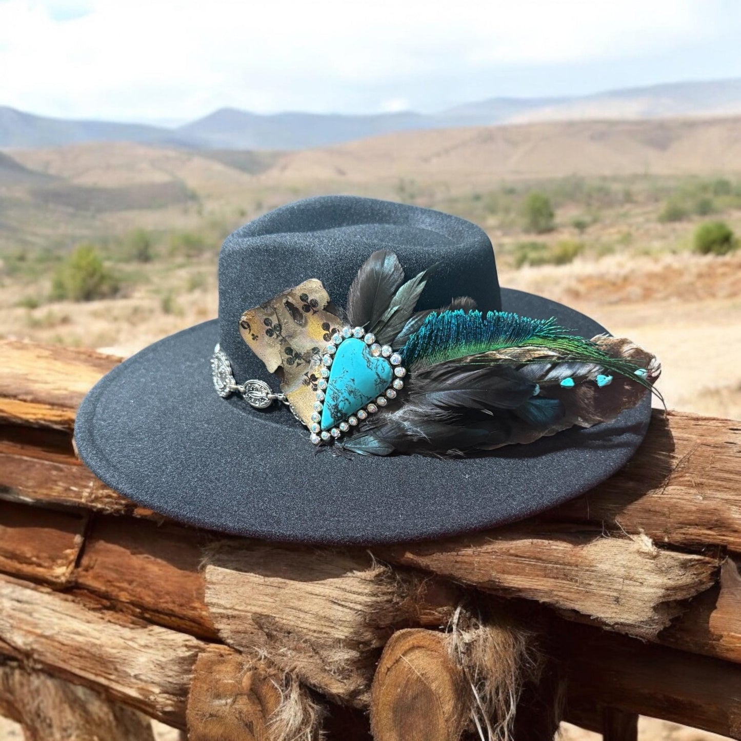 Love is Turquoise Hat Fascinator - Turquoise and Tinsel-Home of Mad Gringa Hat Bar