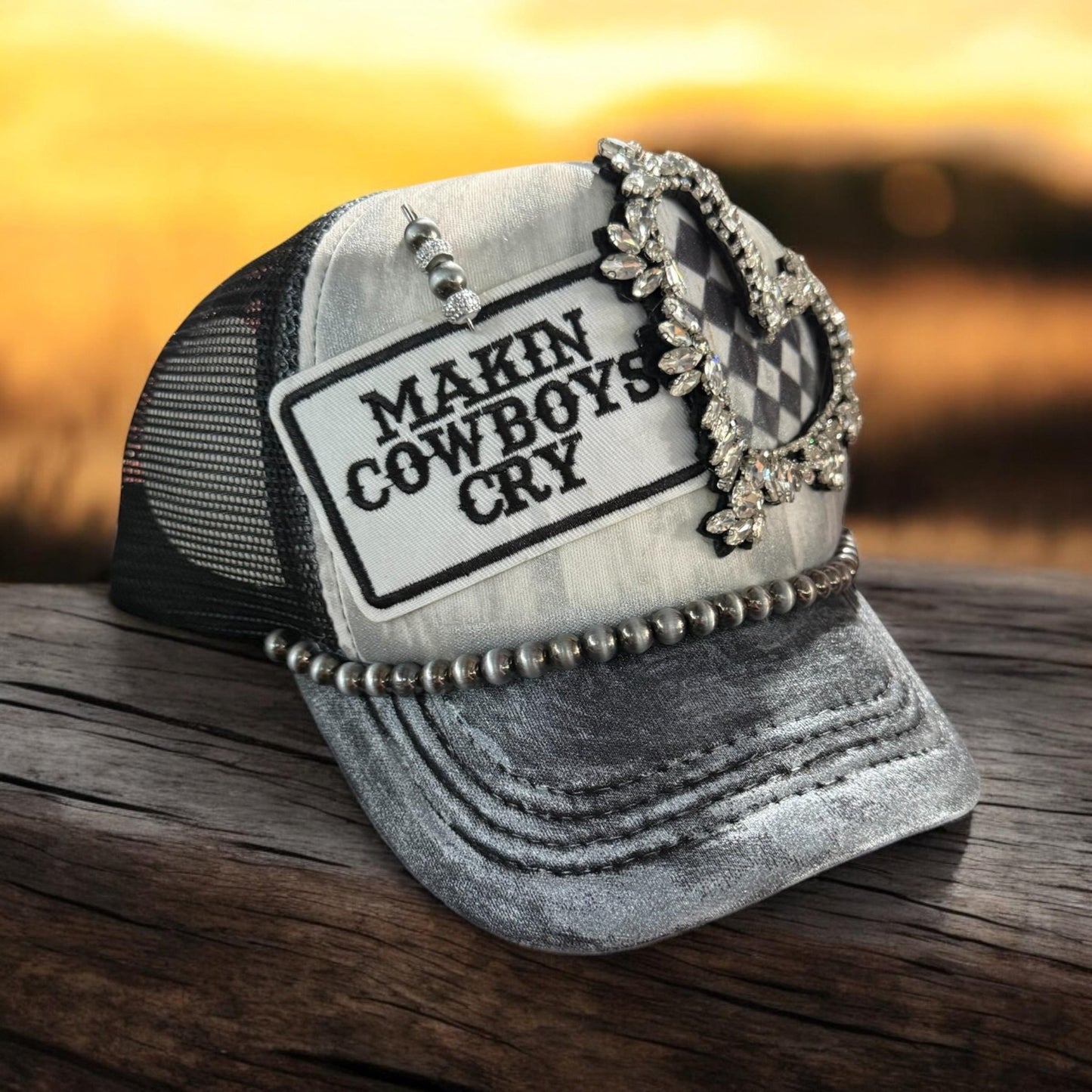 Making Cowboys Cry Trucker Hat - Turquoise and Tinsel-Home of Mad Gringa Hat Bar