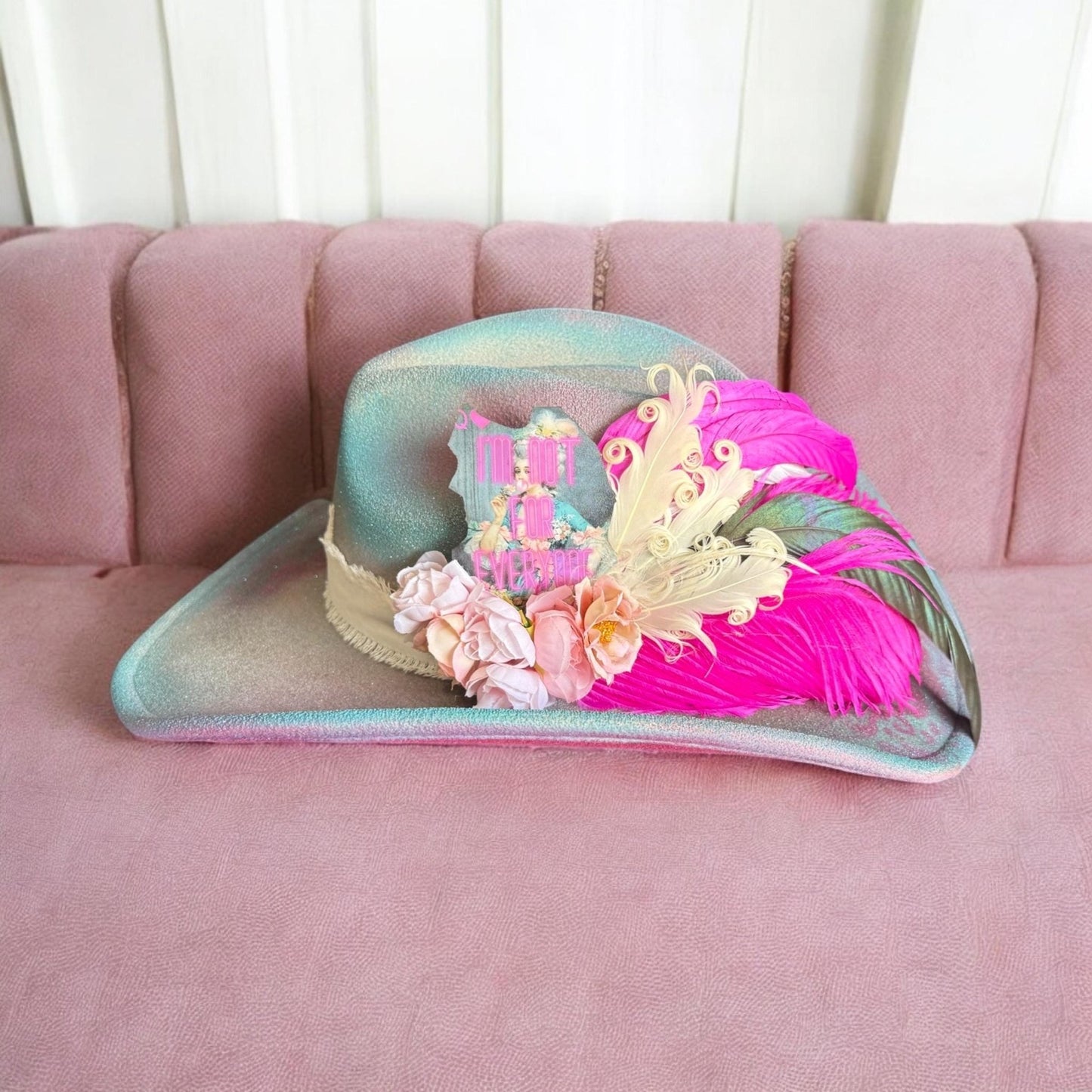 Marie Antoinette Hat Fascinator - Turquoise and Tinsel-Home of Mad Gringa Hat Bar