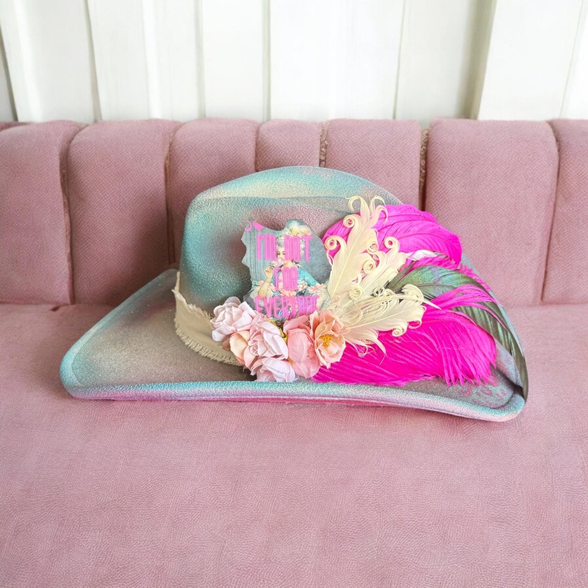 Marie Antoinette Hat Fascinator - Turquoise and Tinsel-Home of Mad Gringa Hat Bar
