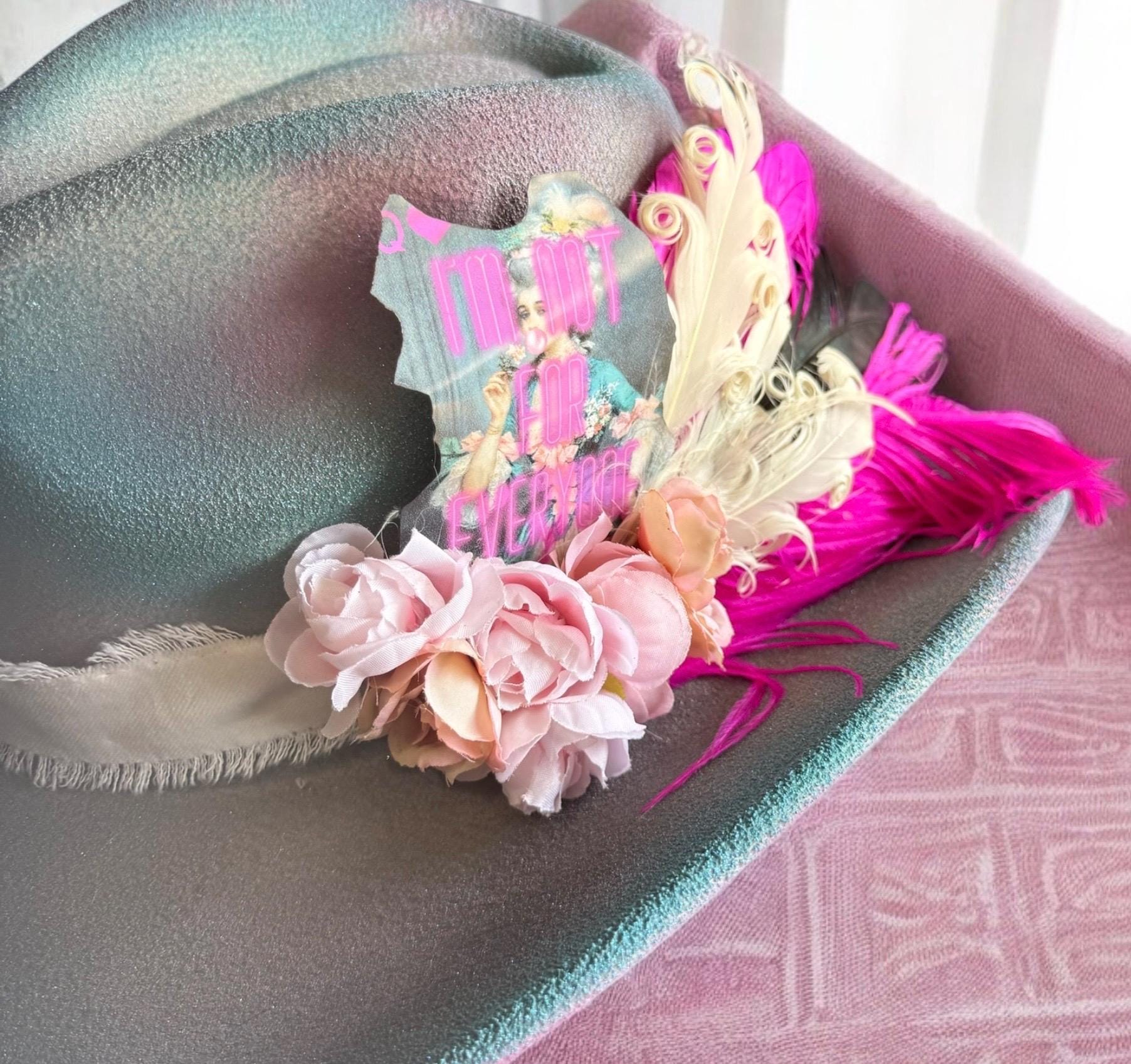 Marie Antoinette Hat Fascinator - Turquoise and Tinsel-Home of Mad Gringa Hat Bar