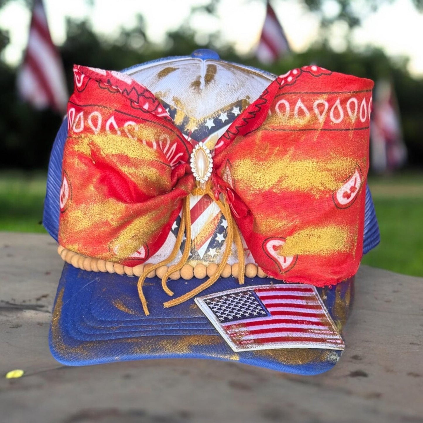 Merica Trucker Hat - Turquoise and Tinsel-Home of Mad Gringa Hat Bar