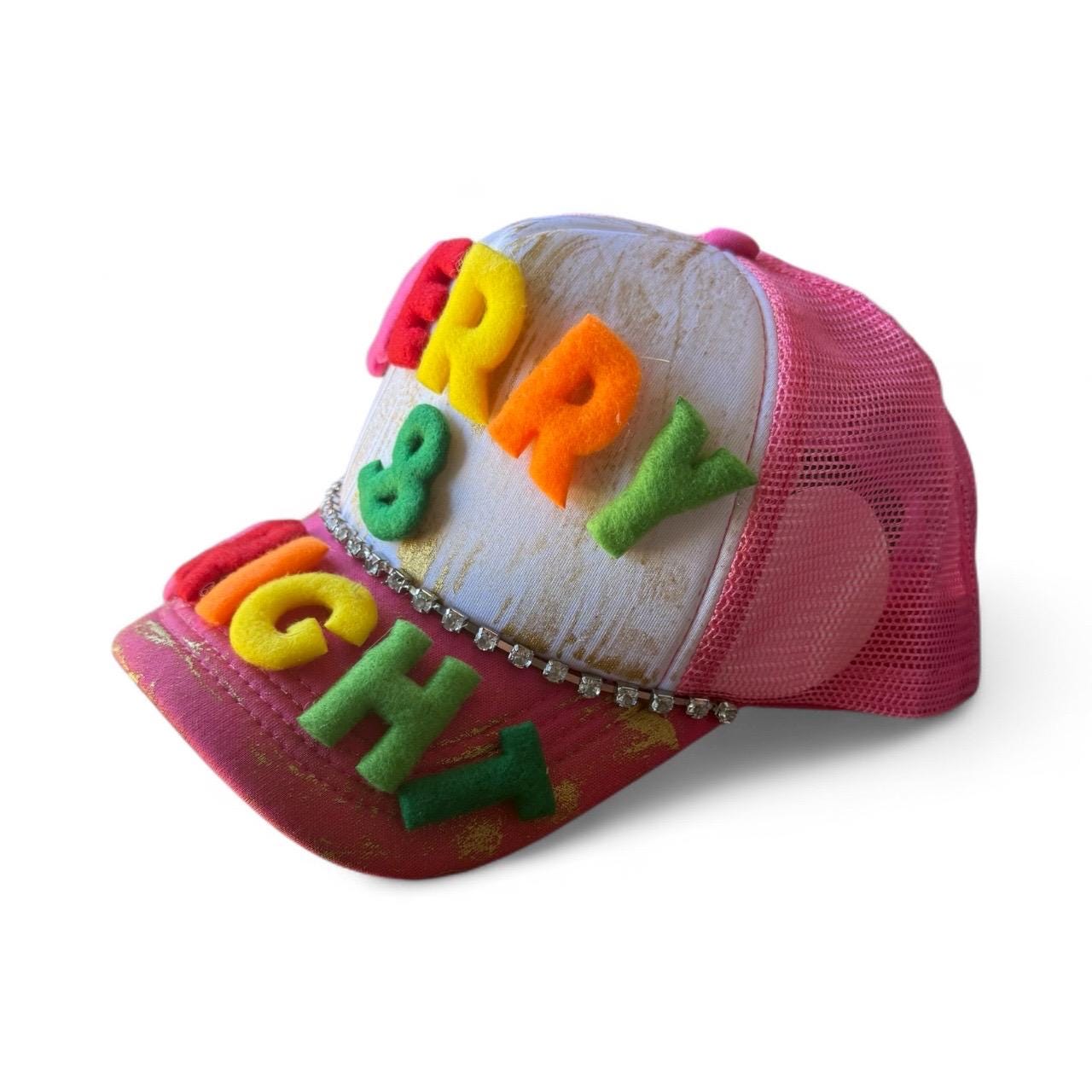 Merry & Bright Trucker Hat - Turquoise and Tinsel-Home of Mad Gringa Hat Bar