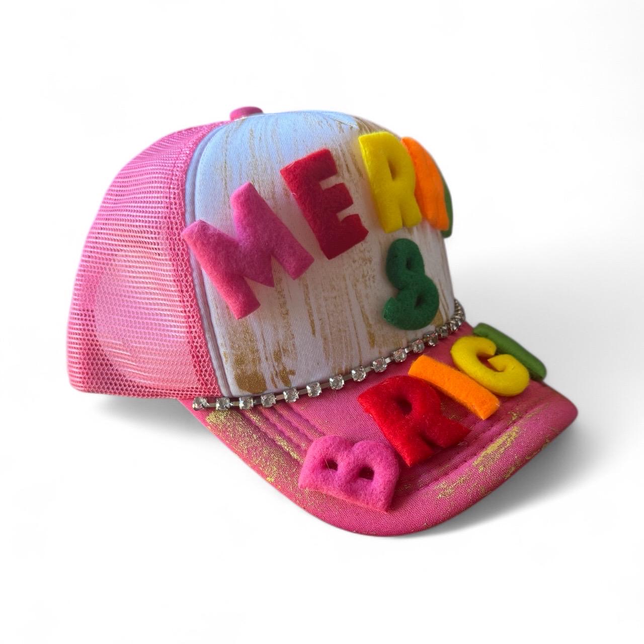 Merry & Bright Trucker Hat - Turquoise and Tinsel-Home of Mad Gringa Hat Bar