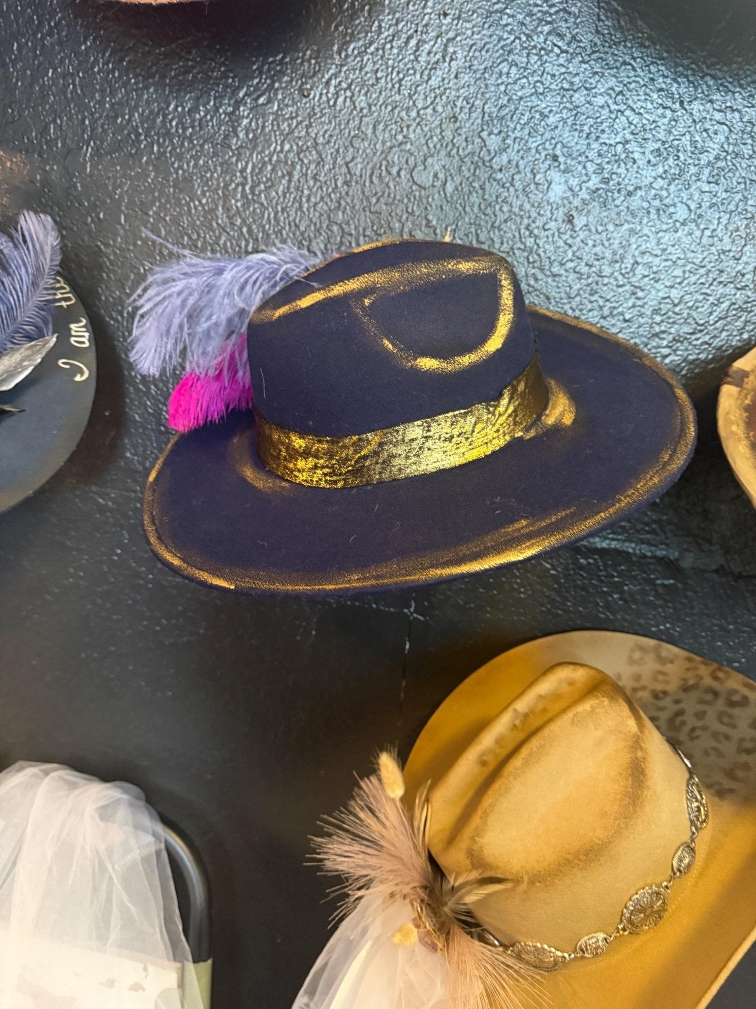 Midnight Romace Hat - Turquoise and Tinsel-Home of Mad Gringa Hat Bar
