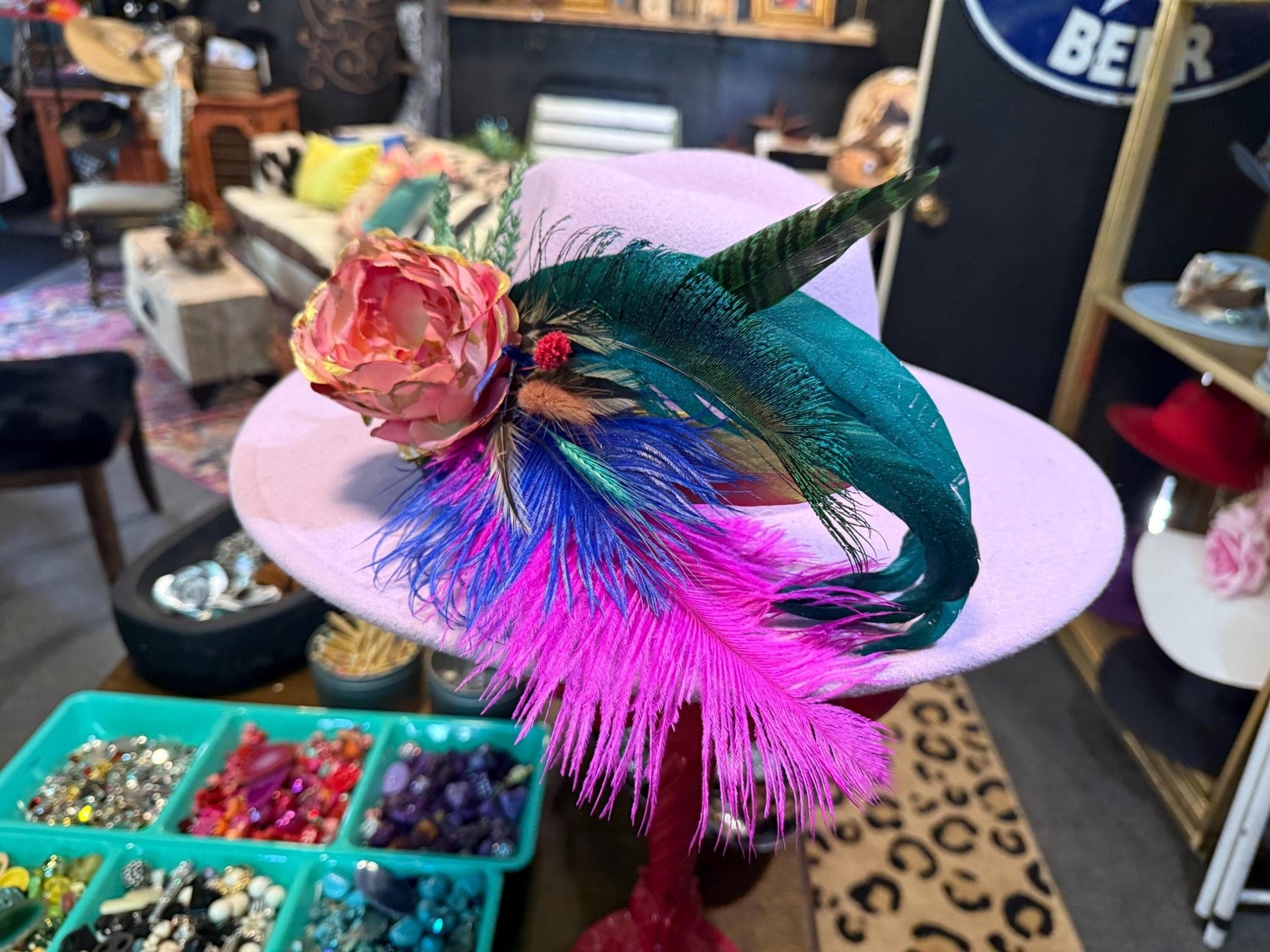 Midnight Romance Fascinator - Turquoise and Tinsel-Home of Mad Gringa Hat Bar