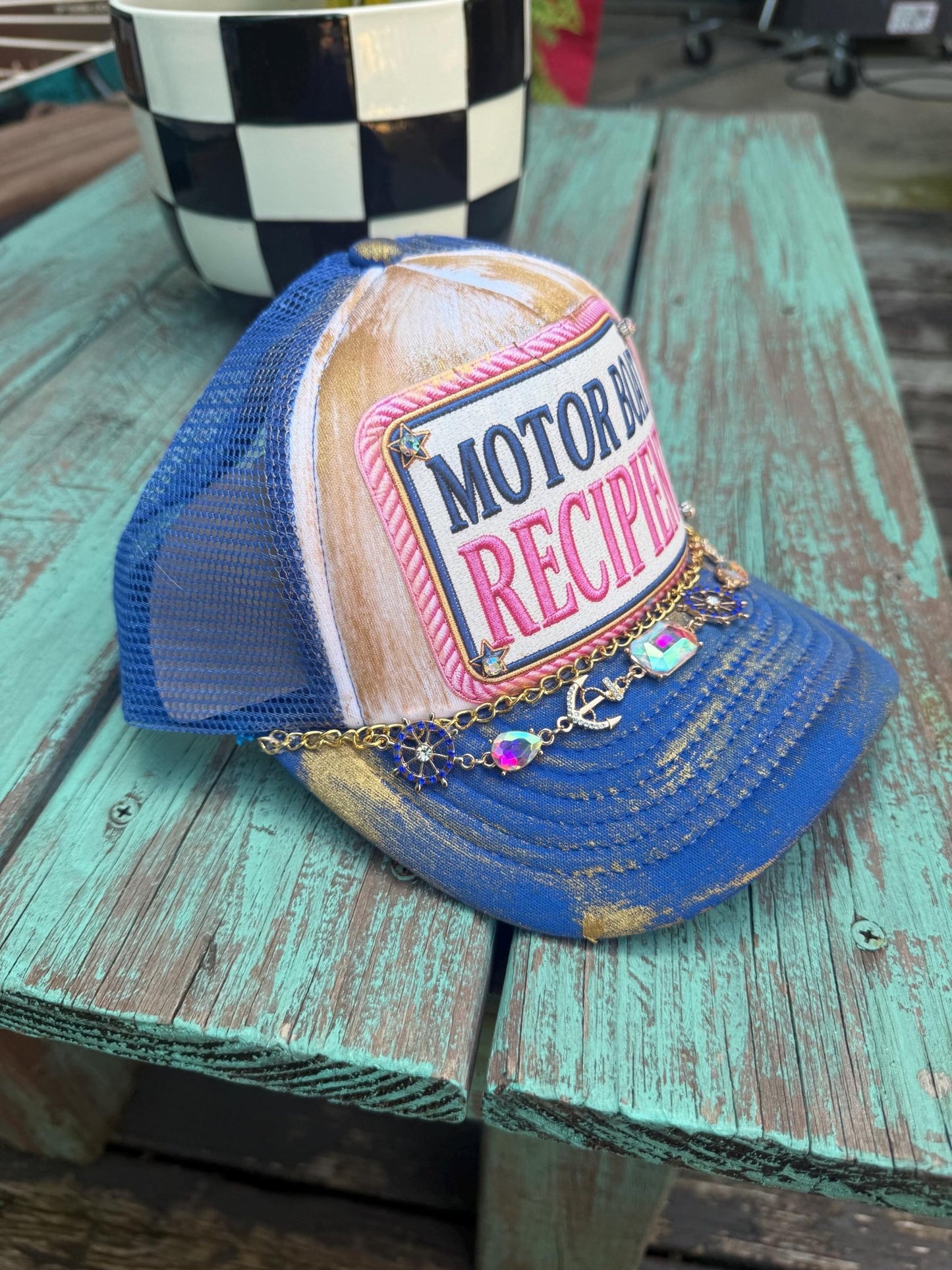 Motor Boat Recipient Trucker Hat - Turquoise and Tinsel-Home of Mad Gringa Hat Bar