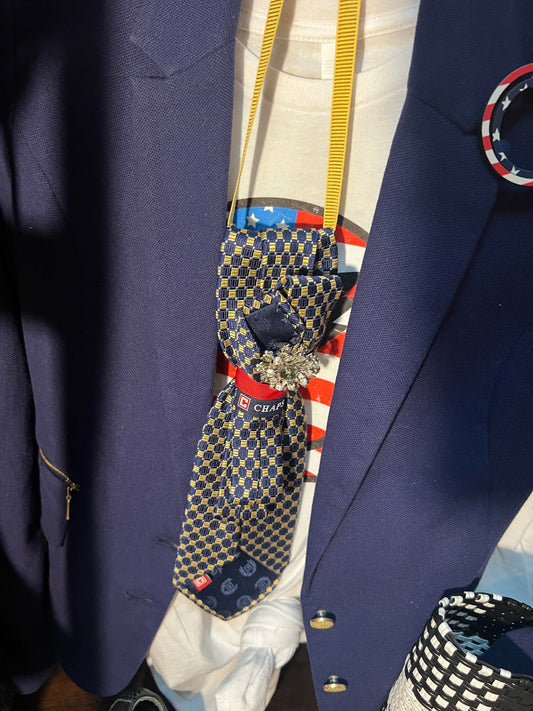 Navy/Yellow Bling Tie Necklace - Mad Gringa Hats & Boutique