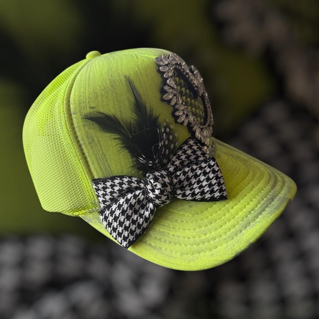 Neon Preppy Trucker Hat - Turquoise and Tinsel-Home of Mad Gringa Hat Bar