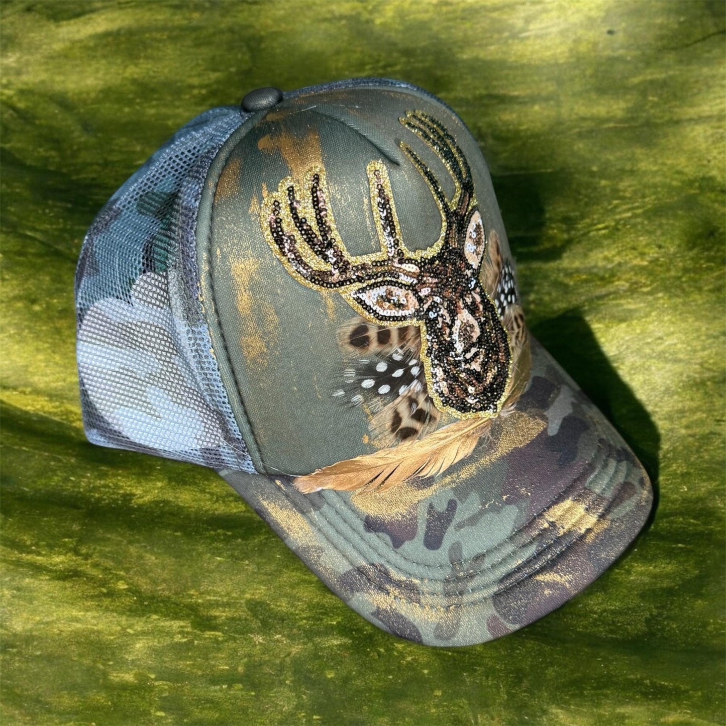 No Bucks Given Trucker Hat - Turquoise and Tinsel-Home of Mad Gringa Hat Bar