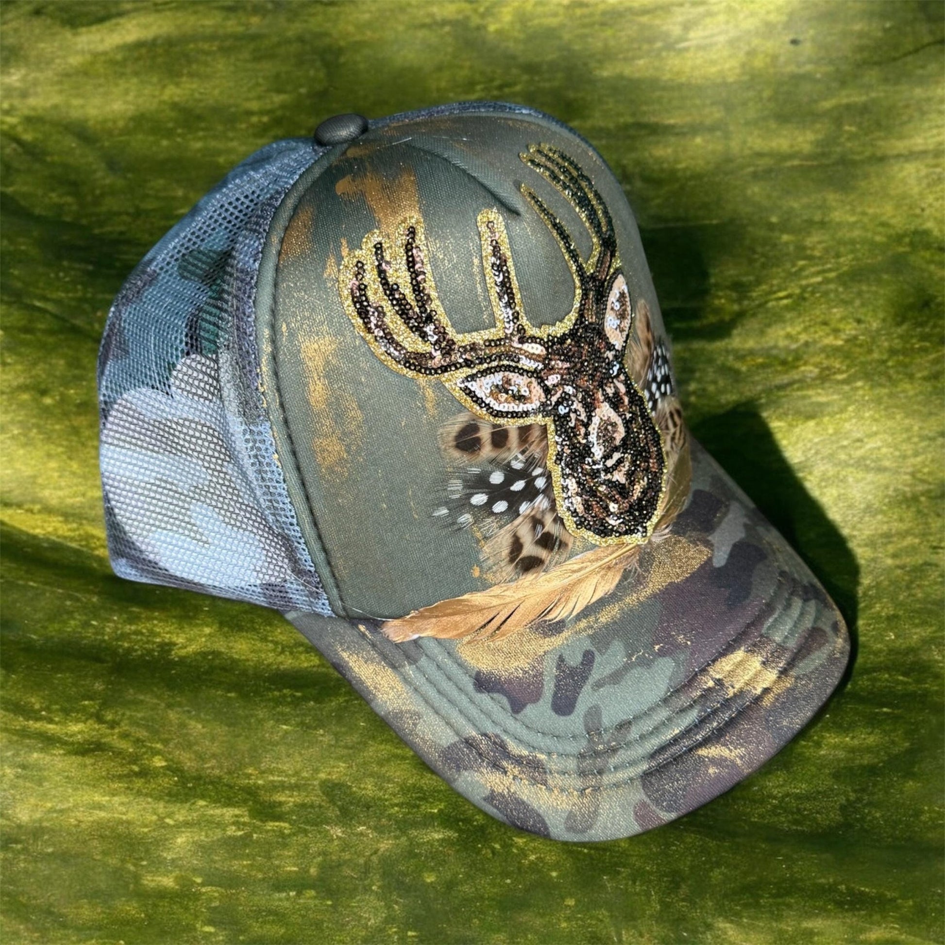 No Bucks Given Trucker Hat - Turquoise and Tinsel-Home of Mad Gringa Hat Bar