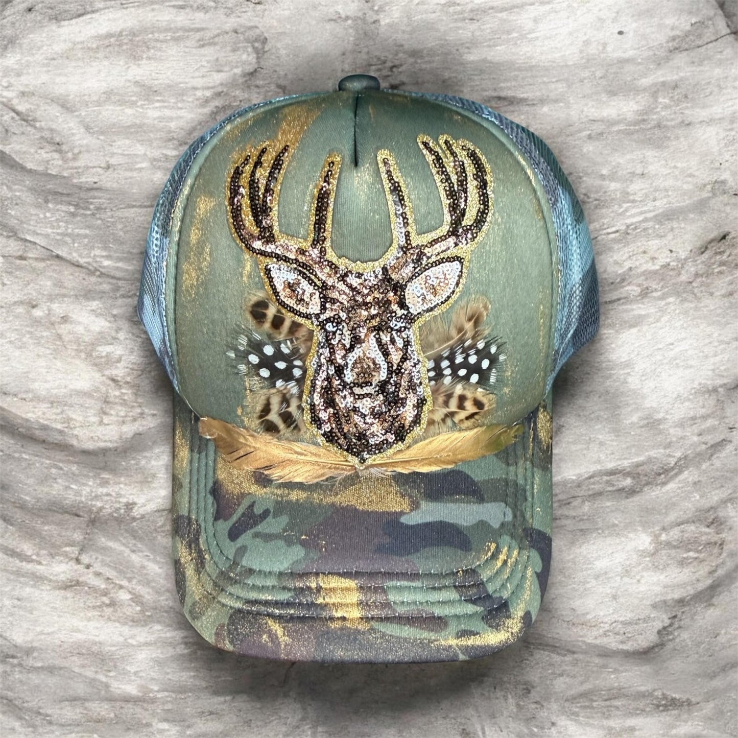 No Bucks Given Trucker Hat - Turquoise and Tinsel-Home of Mad Gringa Hat Bar