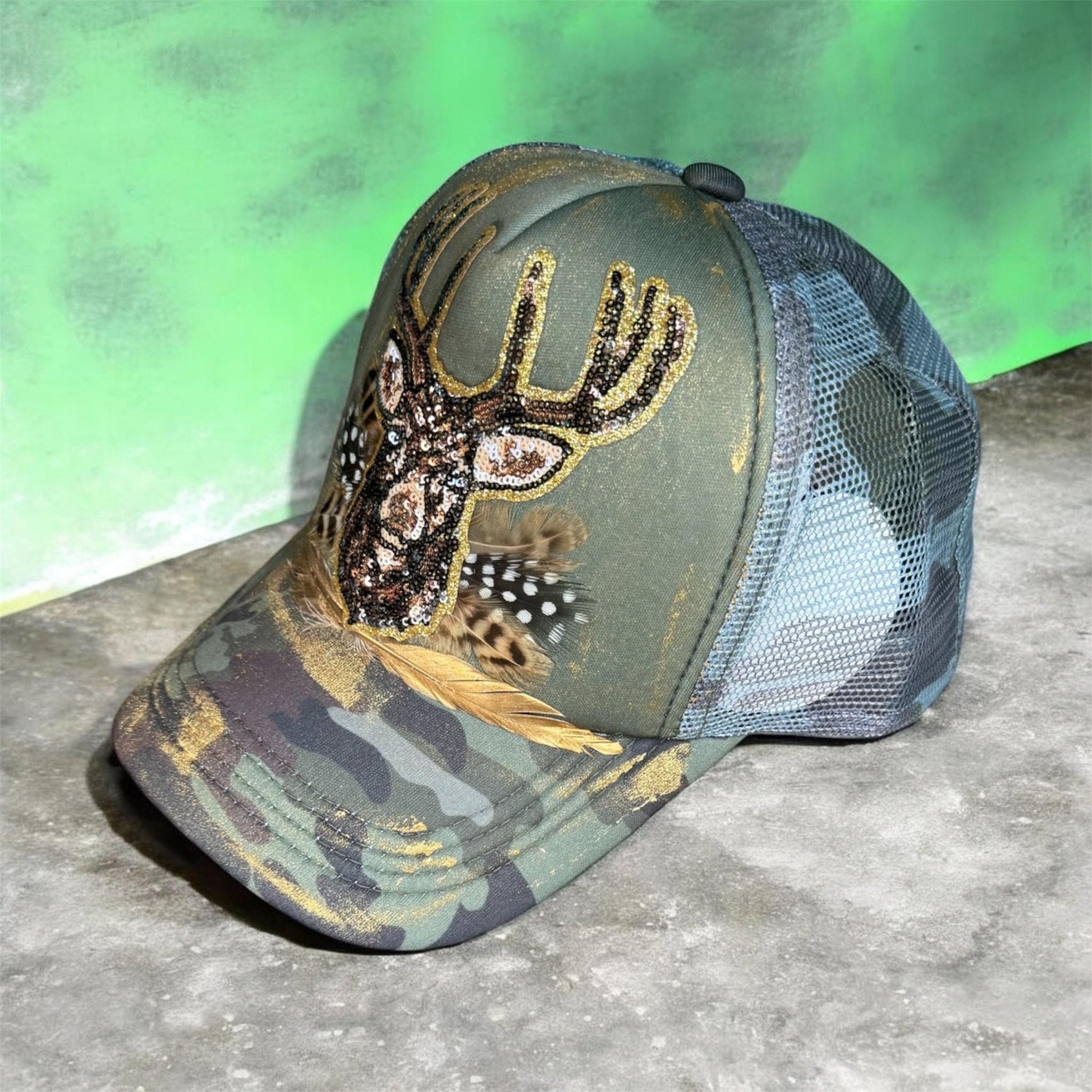 No Bucks Given Trucker Hat - Turquoise and Tinsel-Home of Mad Gringa Hat Bar