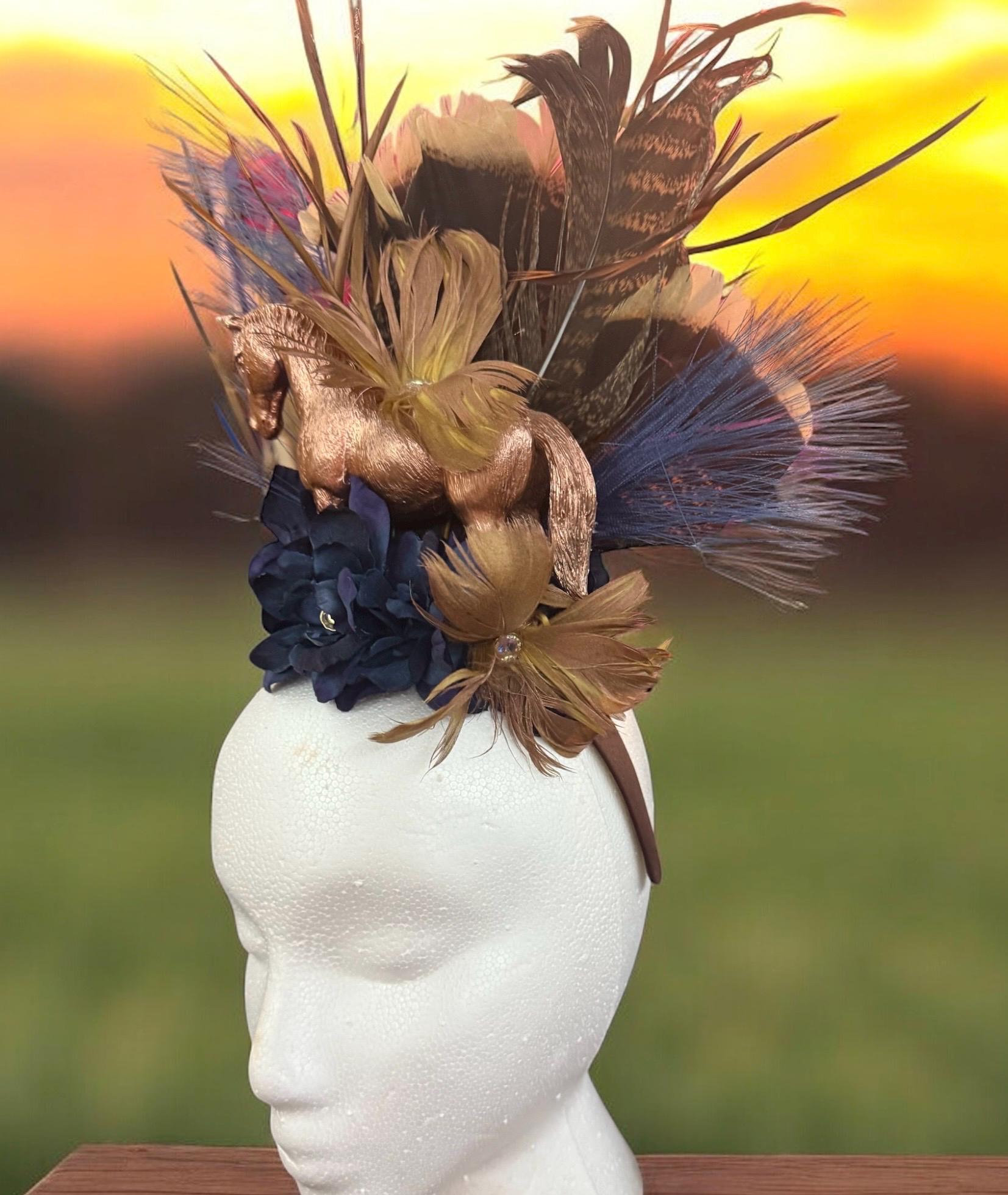 Off To The Races Derby Headband - Turquoise and Tinsel-Home of Mad Gringa Hat Bar