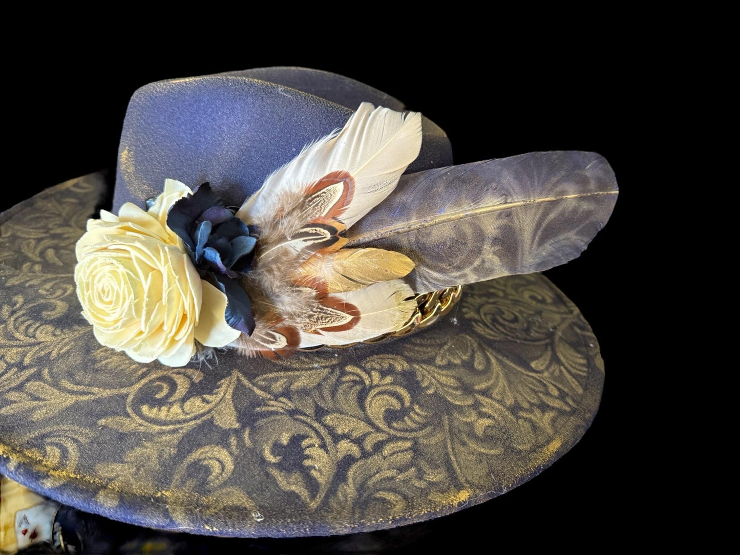 Once in A Blue Moon Hat Fascinator - Turquoise and Tinsel-Home of Mad Gringa Hat Bar