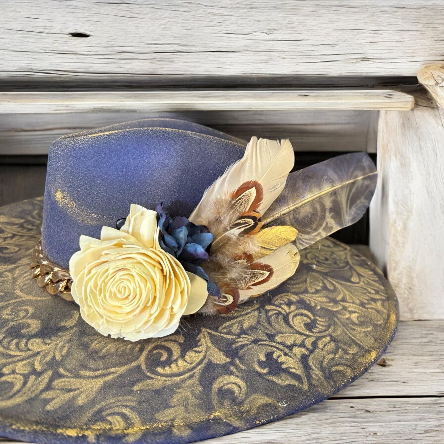 Once in A Blue Moon Hat Fascinator - Turquoise and Tinsel-Home of Mad Gringa Hat Bar