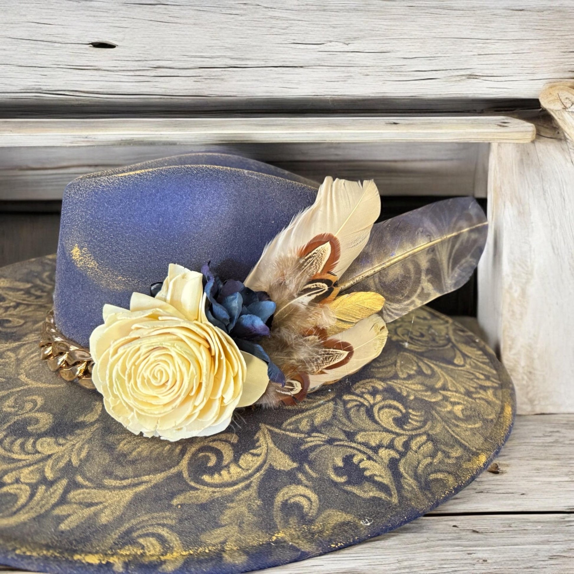 Once in A Blue Moon Hat Fascinator - Turquoise and Tinsel-Home of Mad Gringa Hat Bar