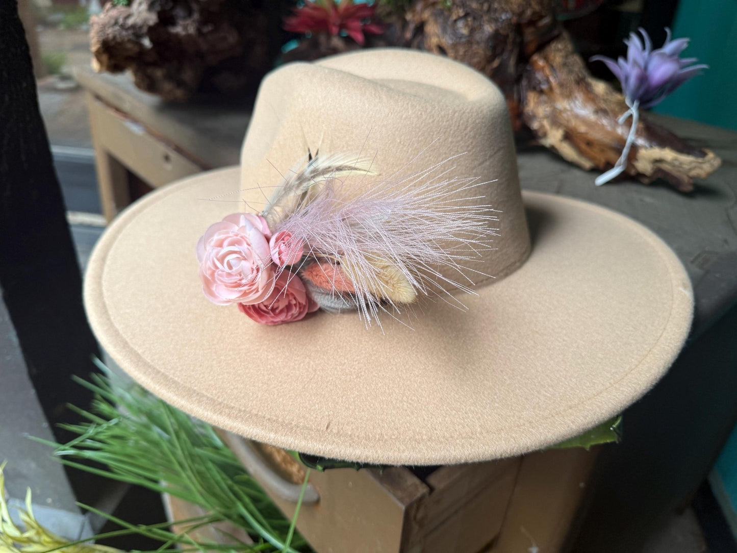 Pink Rose Hat Pin - Turquoise and Tinsel-Home of Mad Gringa Hat Bar