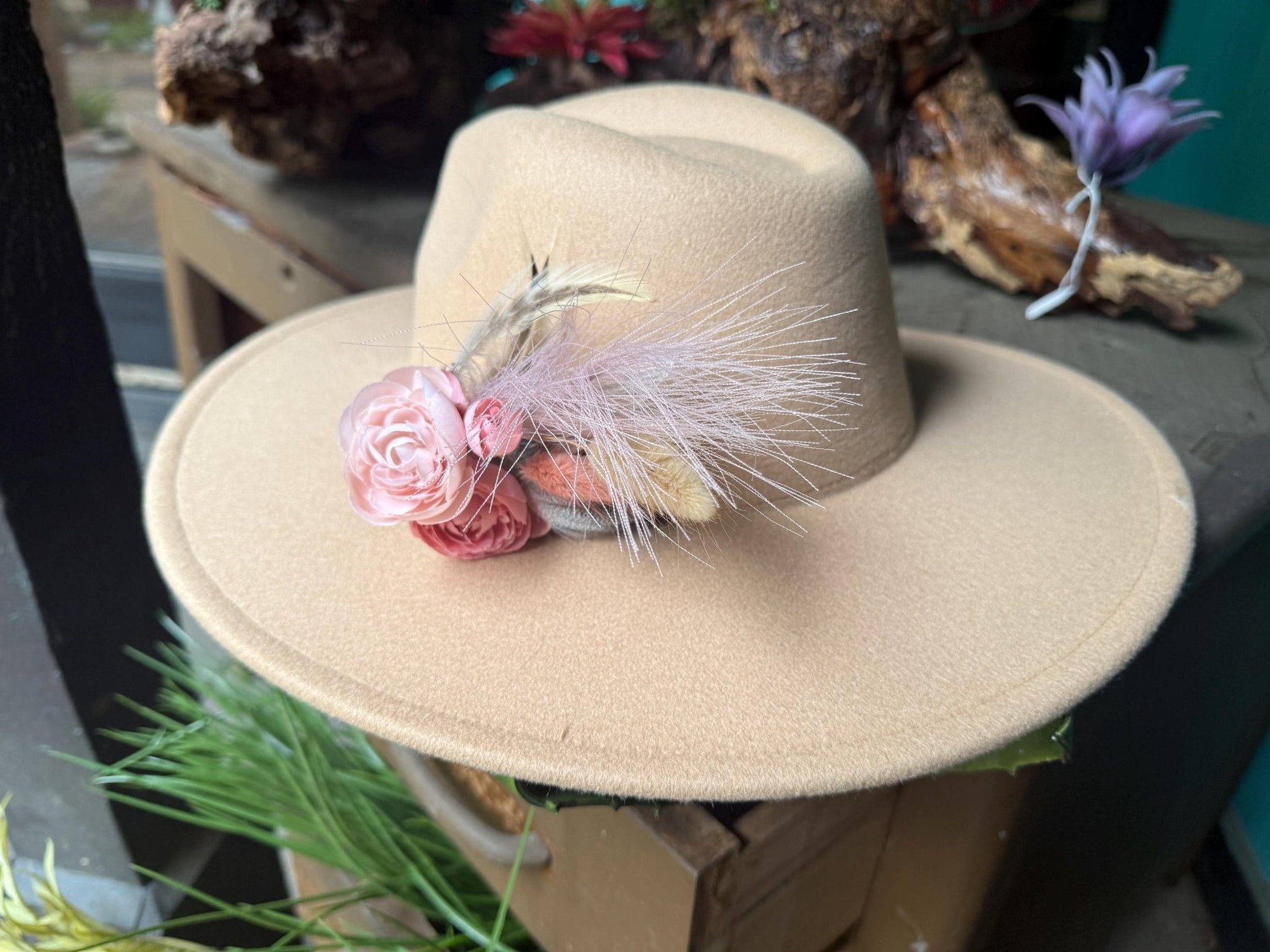 Pink Rose Hat Pin - Turquoise and Tinsel-Home of Mad Gringa Hat Bar