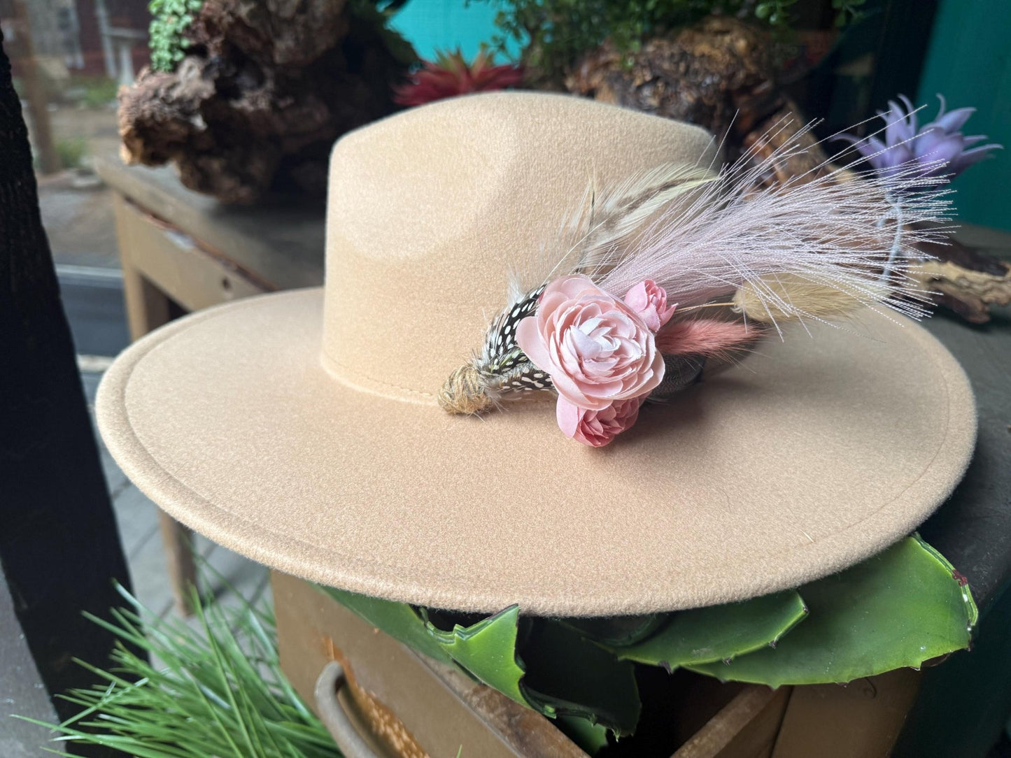 Pink Rose Hat Pin - Turquoise and Tinsel-Home of Mad Gringa Hat Bar