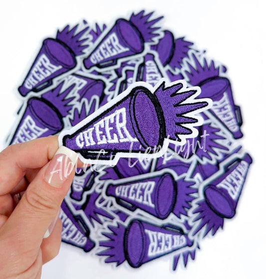 Purple cheer megaphone patch trucker hat patch iron on - Mad Gringa Hats & Boutique
