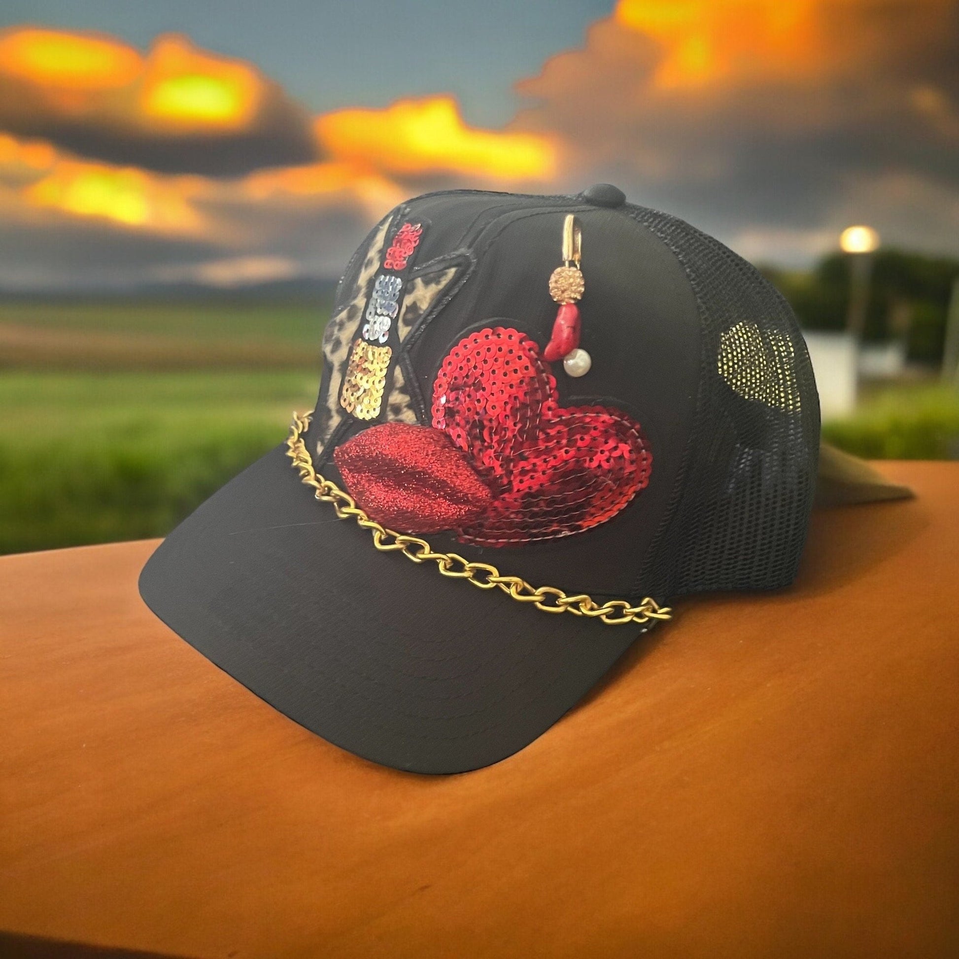 Red Lips Trucker Hat - Turquoise and Tinsel-Home of Mad Gringa Hat Bar