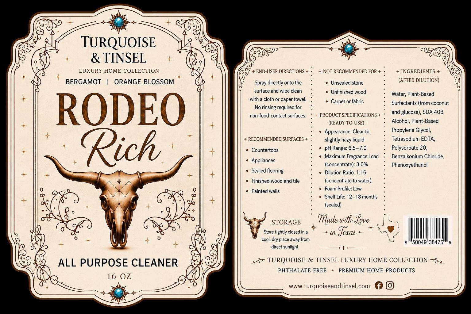 Rodeo Rich Luxury Surface Cleaner - Turquoise and Tinsel-Home of Mad Gringa Hat Bar