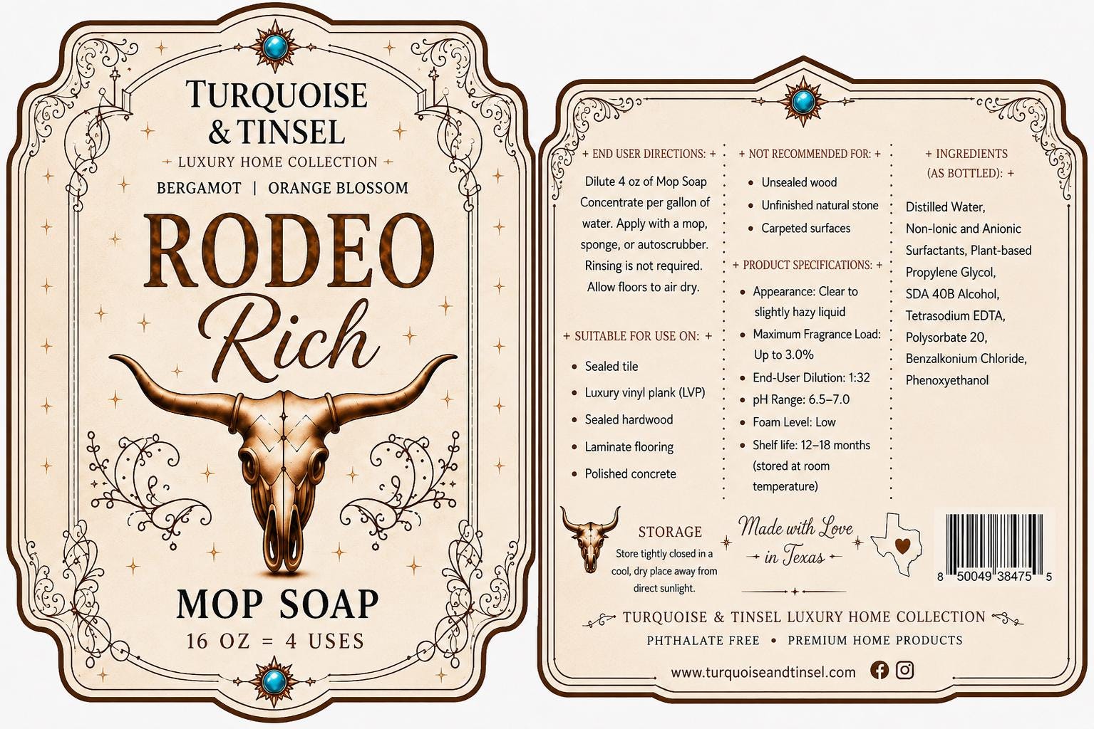 Rodeo Rich Mop Soap - Turquoise and Tinsel-Home of Mad Gringa Hat Bar