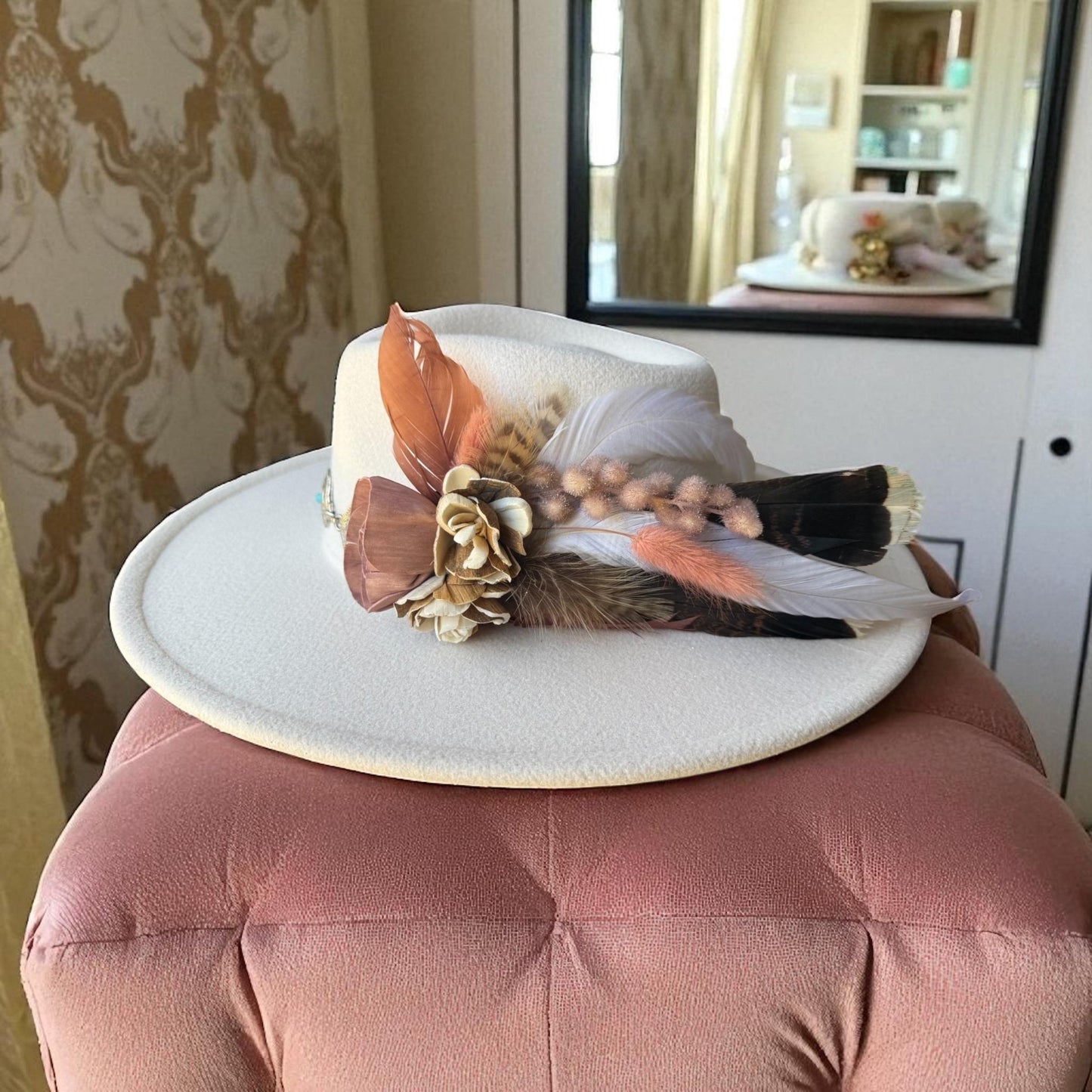 Rose All Day Hat Fascinator - Turquoise and Tinsel-Home of Mad Gringa Hat Bar