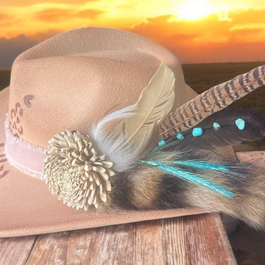 Rowdy Cowgirl Hat Fascinator - Turquoise and Tinsel-Home of Mad Gringa Hat Bar