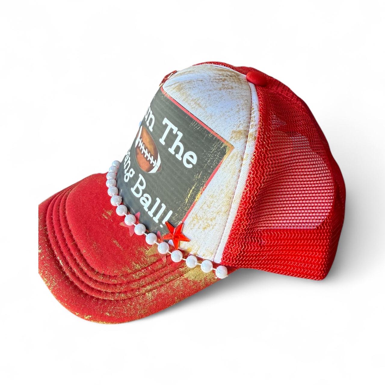 Run The Dang Ball! Trucker Hat - Turquoise and Tinsel-Home of Mad Gringa Hat Bar