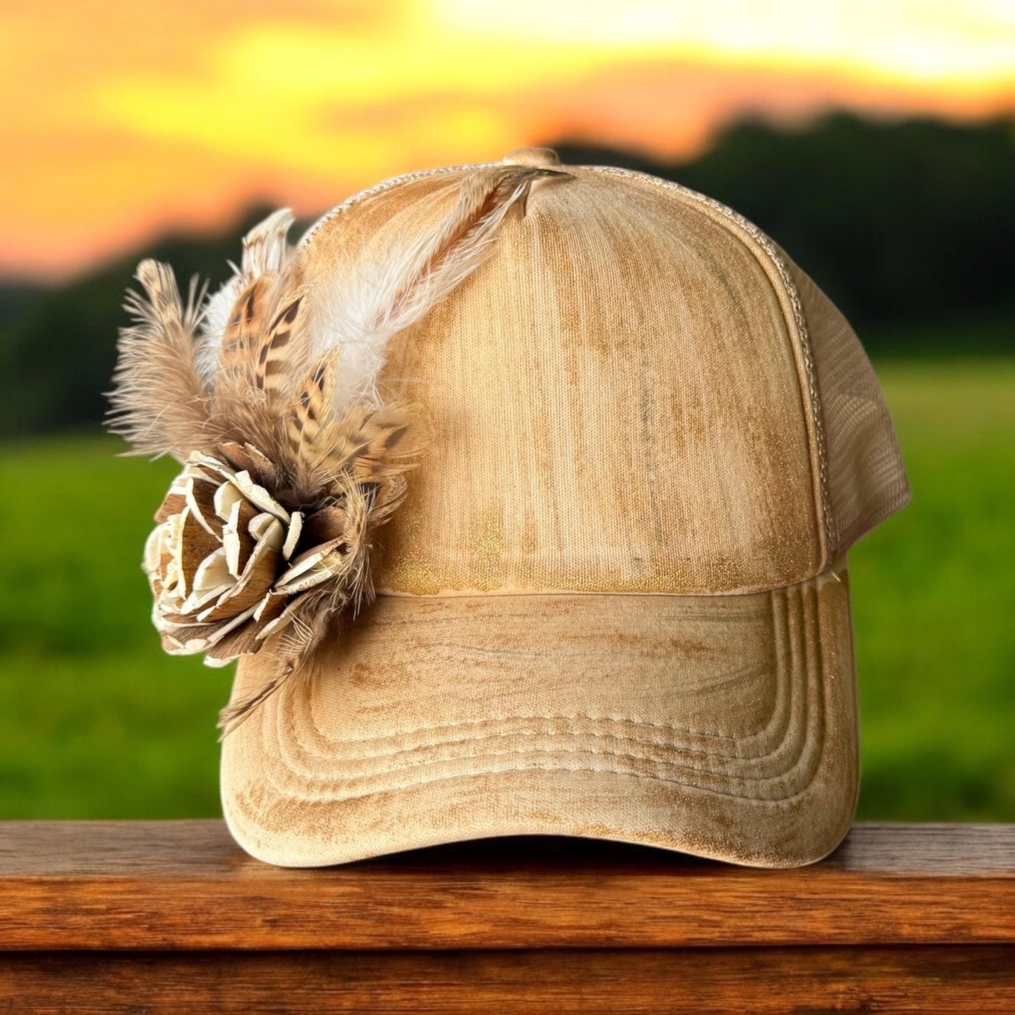 Rustic Rose Hat Pin - Turquoise and Tinsel-Home of Mad Gringa Hat Bar