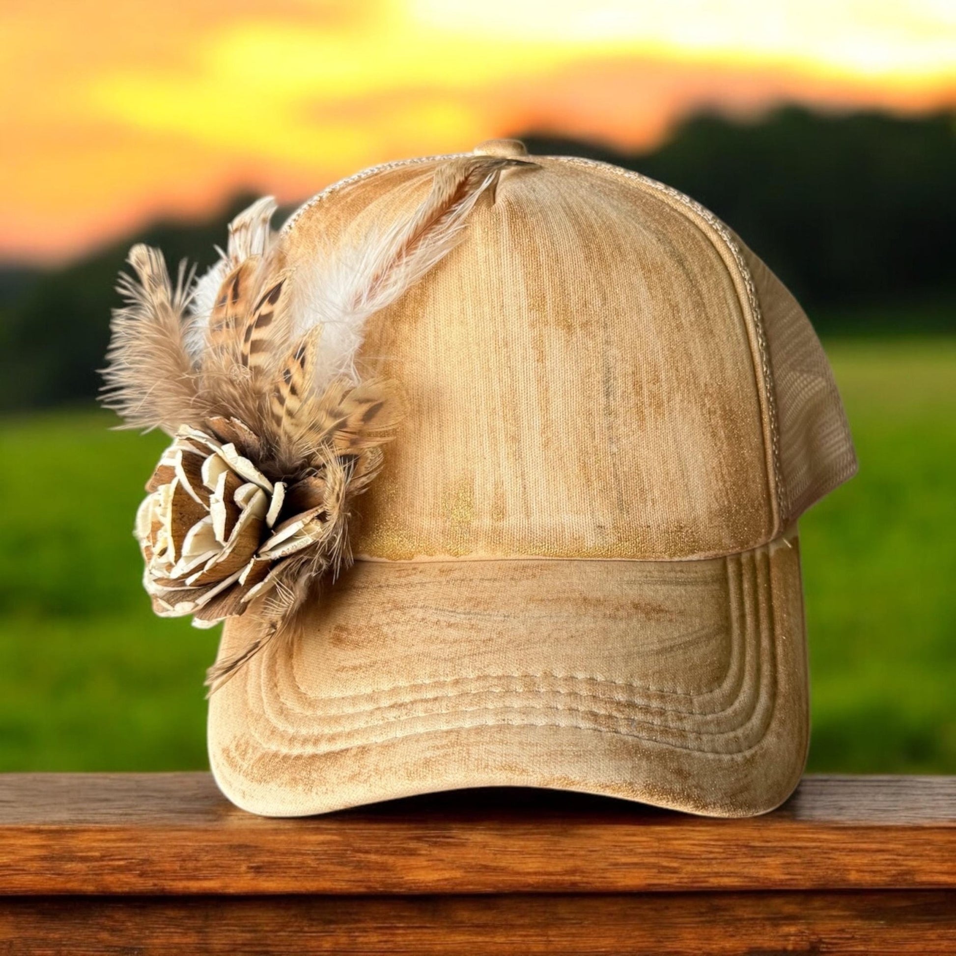 Rustic Rose Hat Pin - Turquoise and Tinsel-Home of Mad Gringa Hat Bar