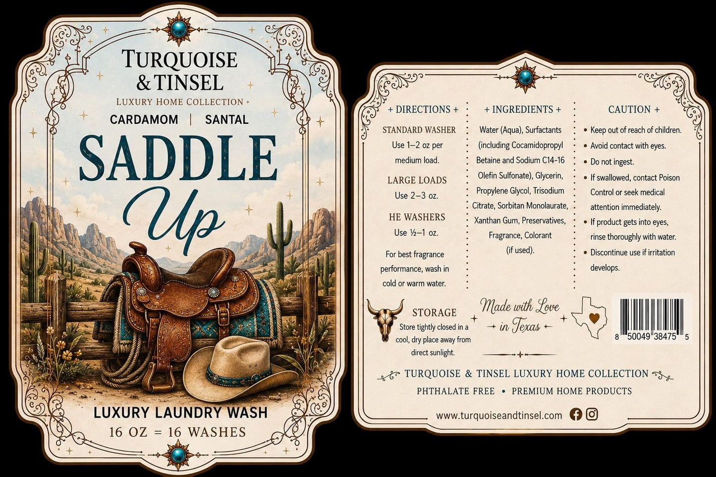 Saddle Up Luxury Laundry Wash - Turquoise and Tinsel-Home of Mad Gringa Hat Bar