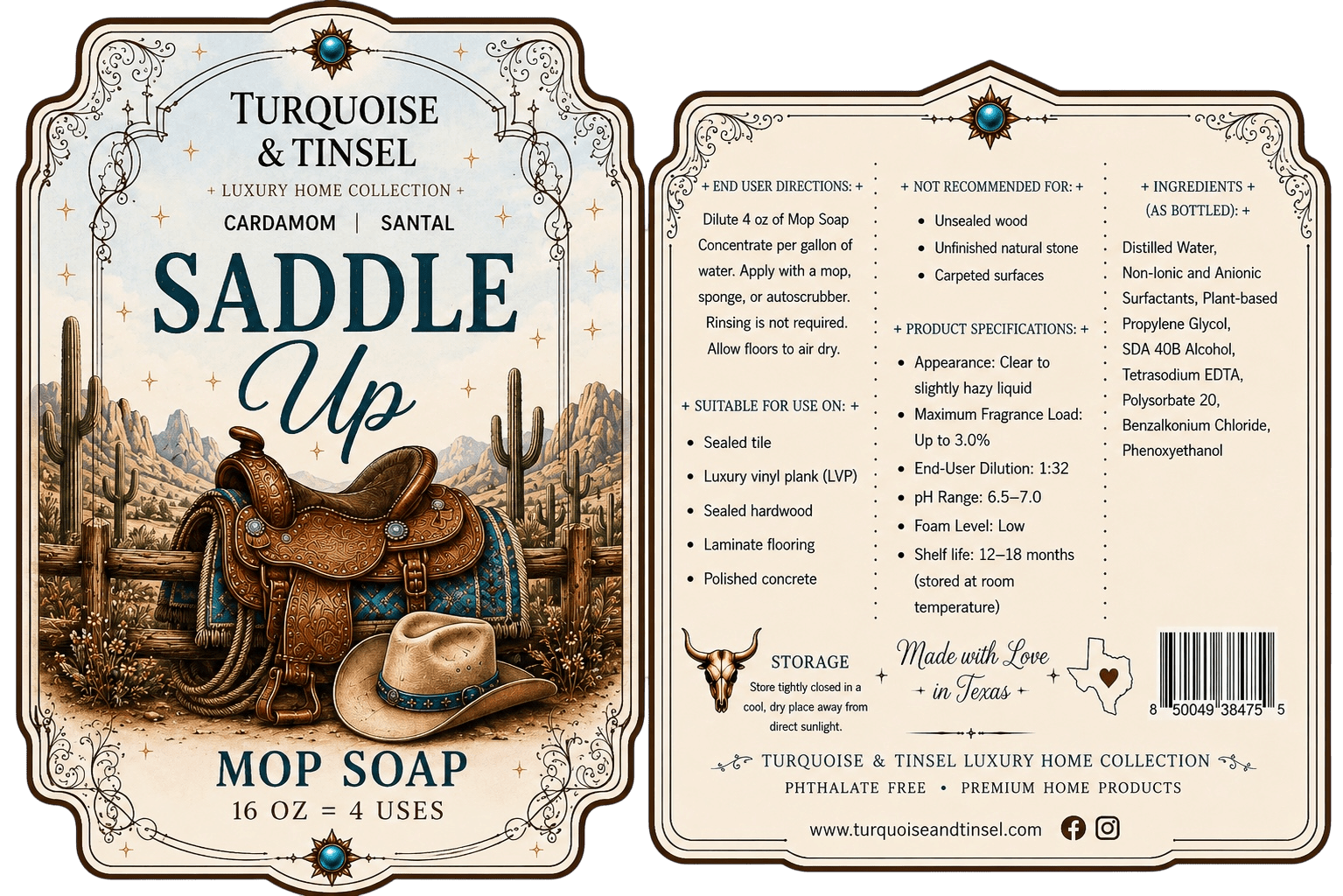 Saddle Up Mop Soap - Turquoise and Tinsel-Home of Mad Gringa Hat Bar